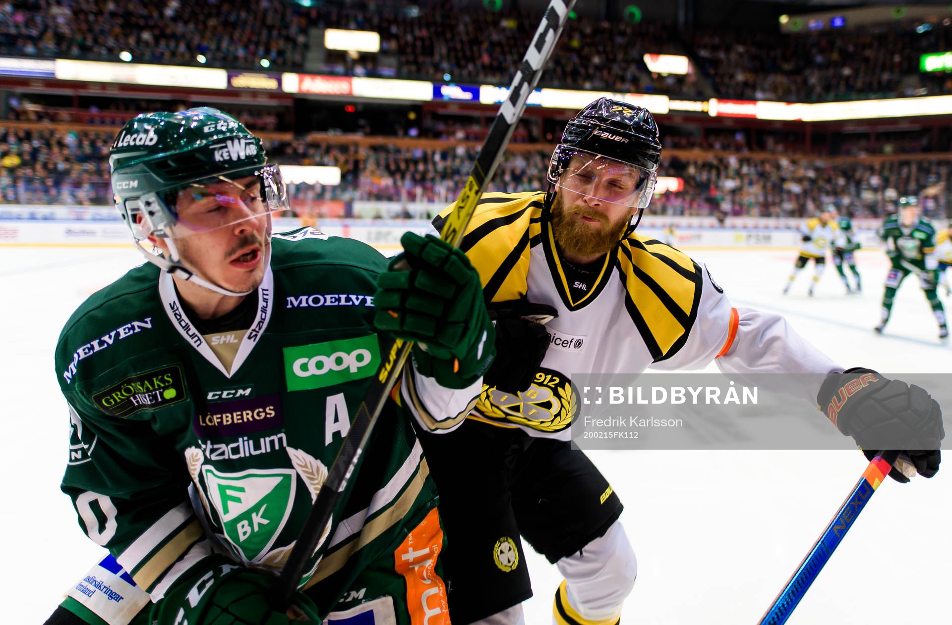 Färjestads Sebastian Erixon och Brynäs Joachim Rohdin