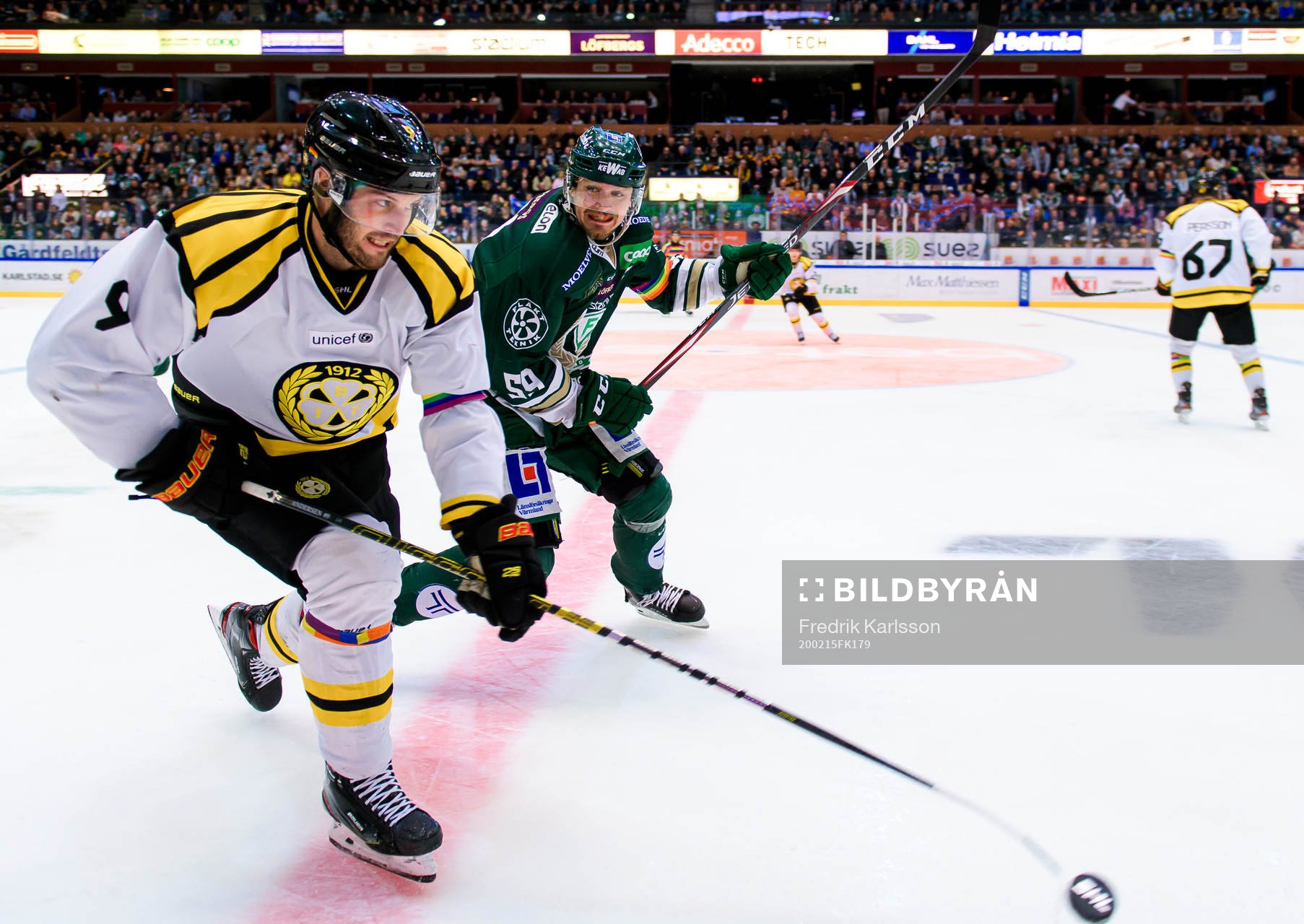 Brynäs Niclas Andersén och Färjestads Linus Johansson
