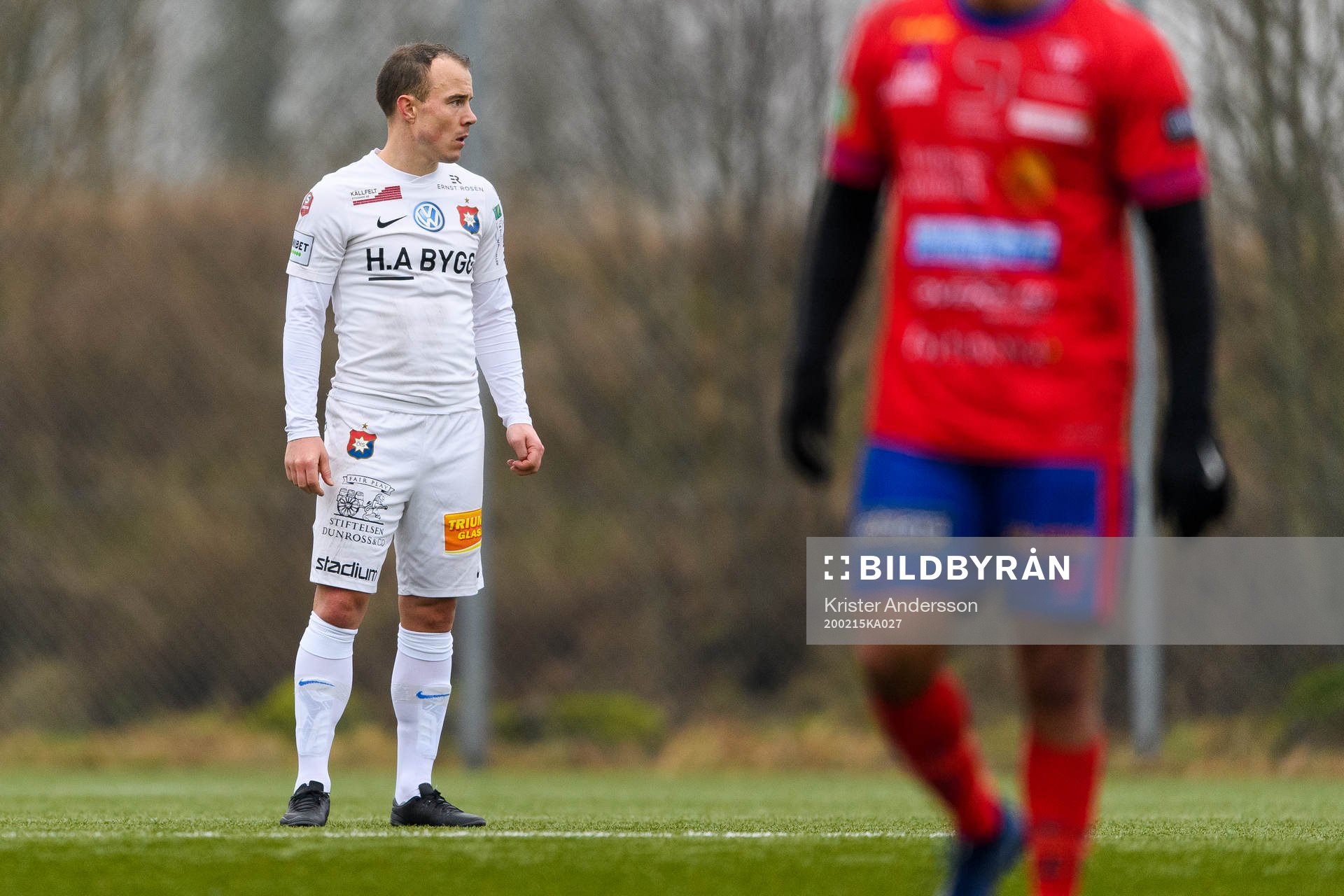 Örgrytes Calle Wede under träningsmatchen i fotboll mellan Tvååker och Örgryte den 15 februari 2020 i Varberg.