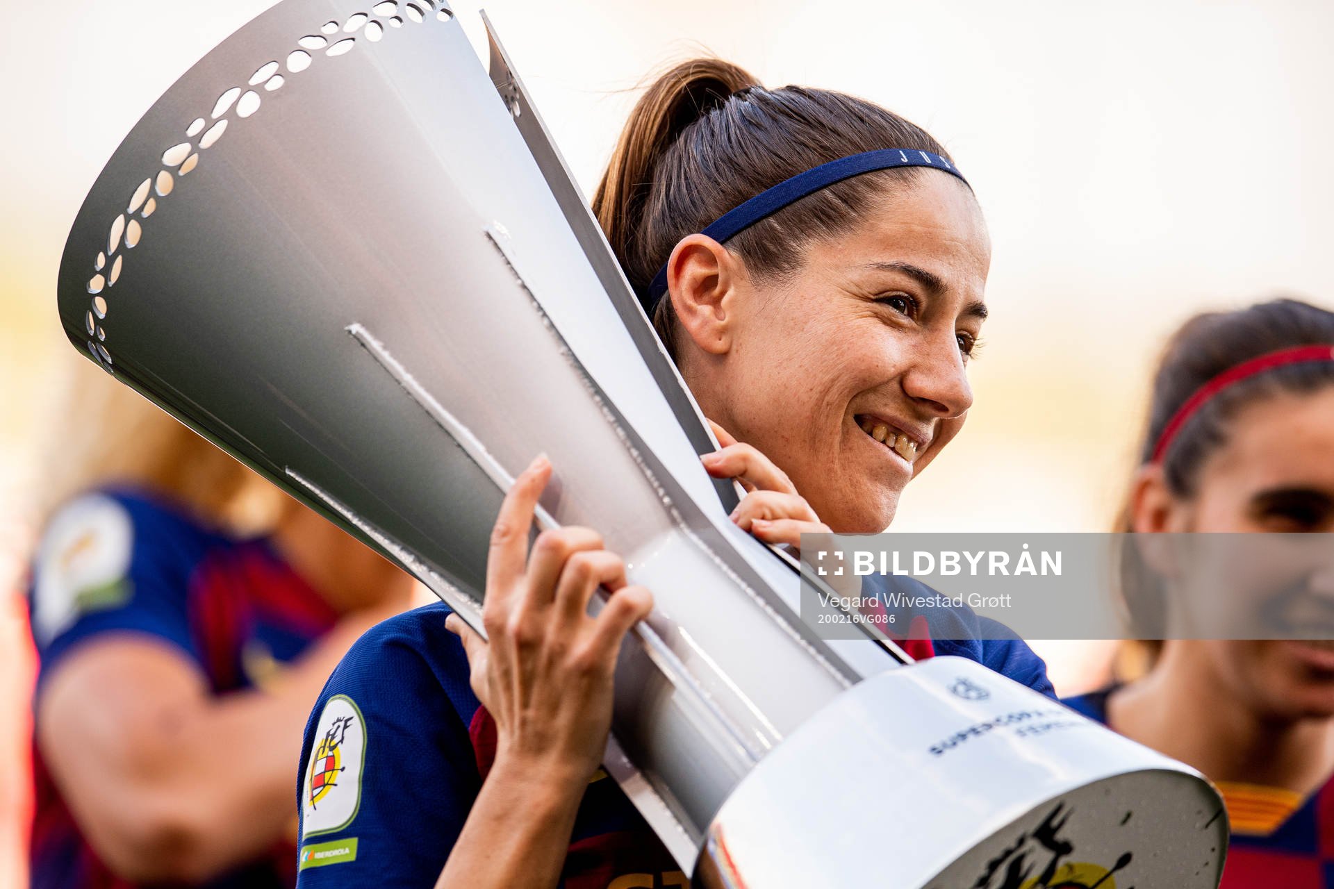 Alexia Putellas of Barcelona with the Supercopa trophy