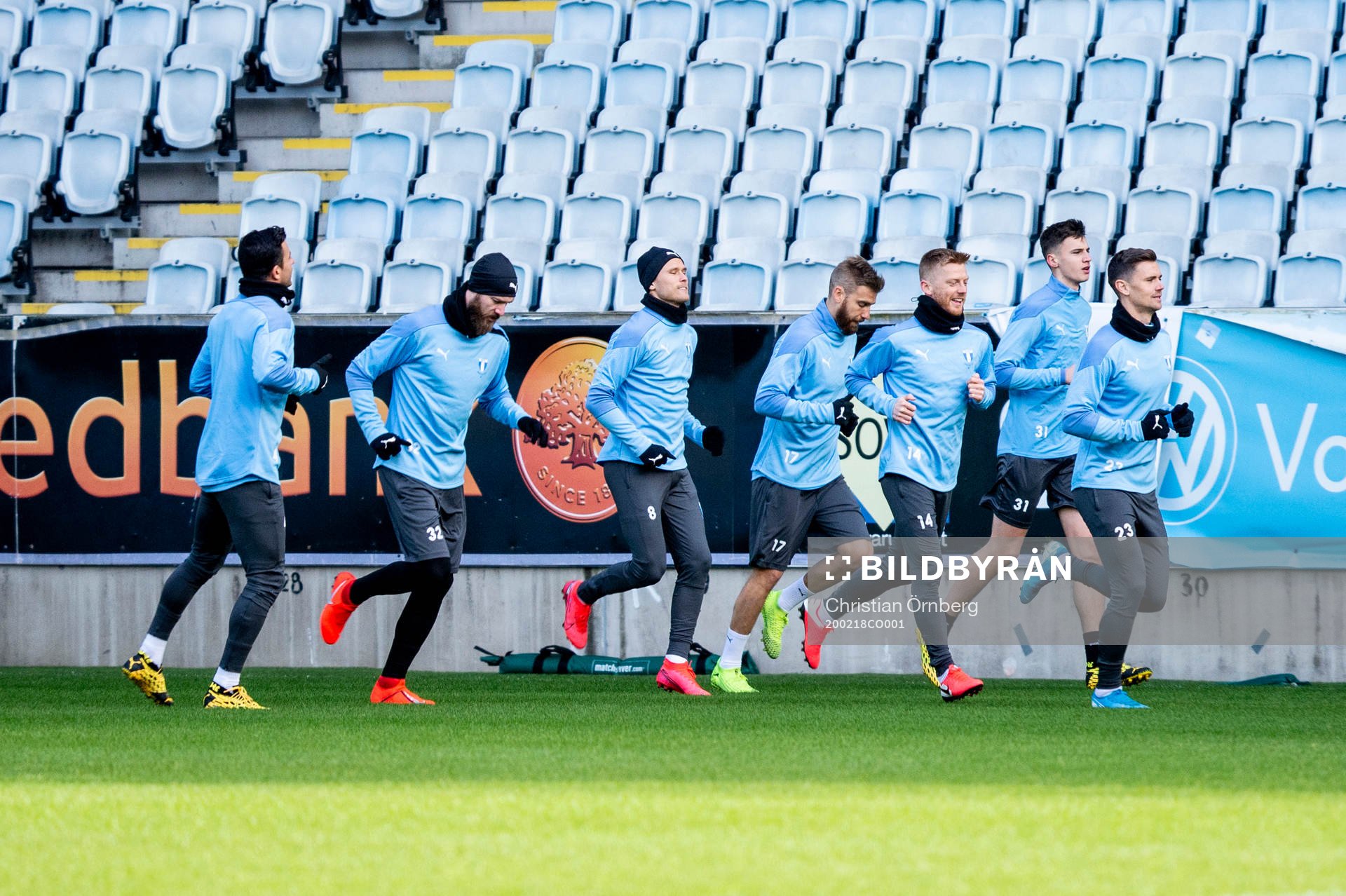 Spelarna under Malmö FFs träning den 18 februari 2020 i Malmö.