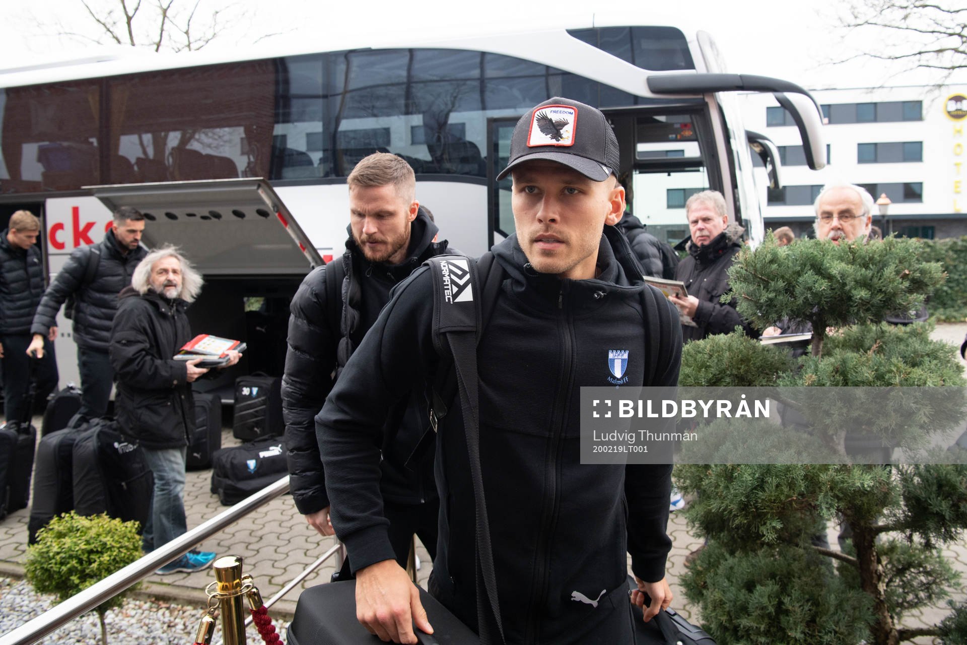 Arnór Traustason of Malmö FF arrives at the hotel