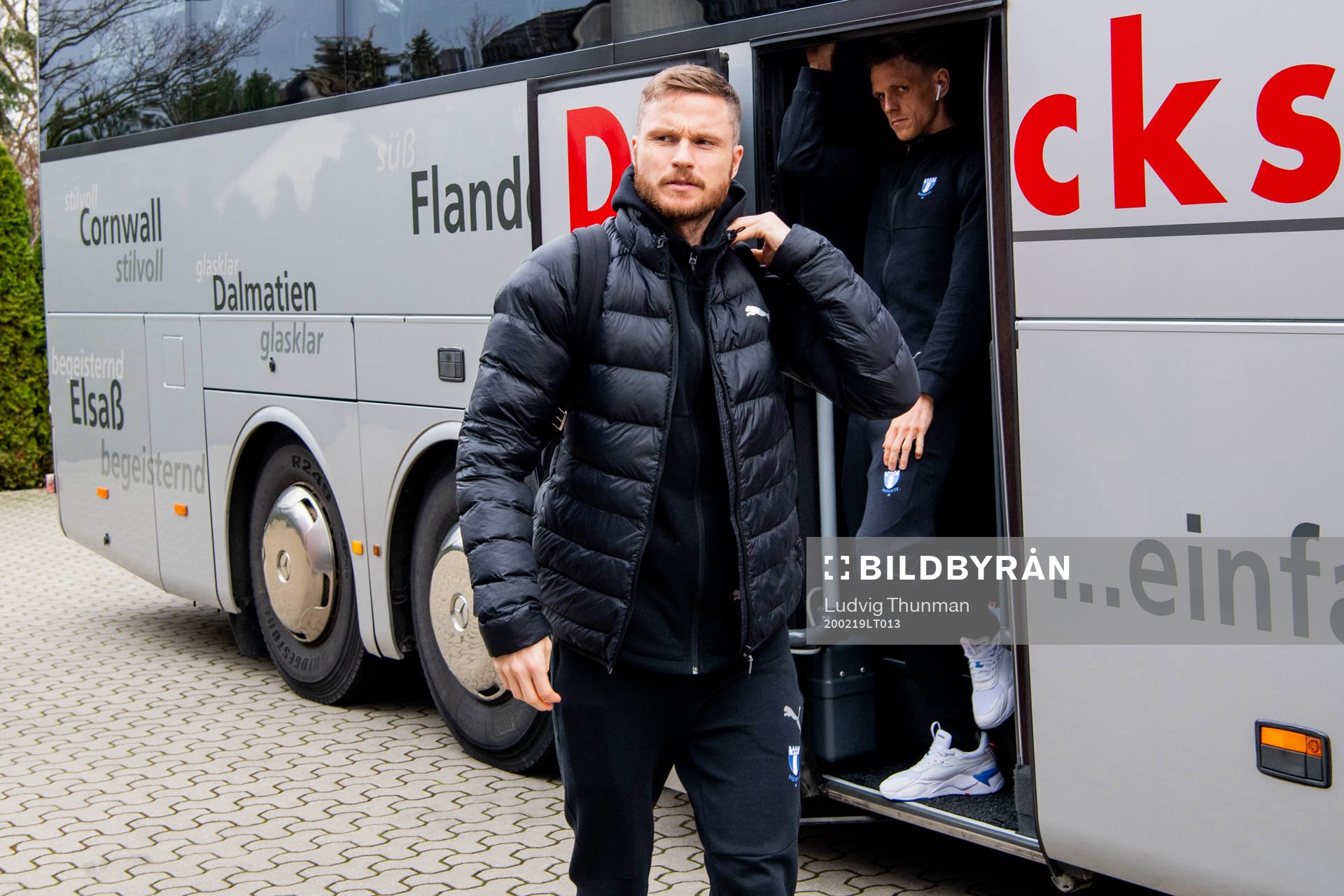 Lasse Nielsen of Malmö FF arrives at the hotel