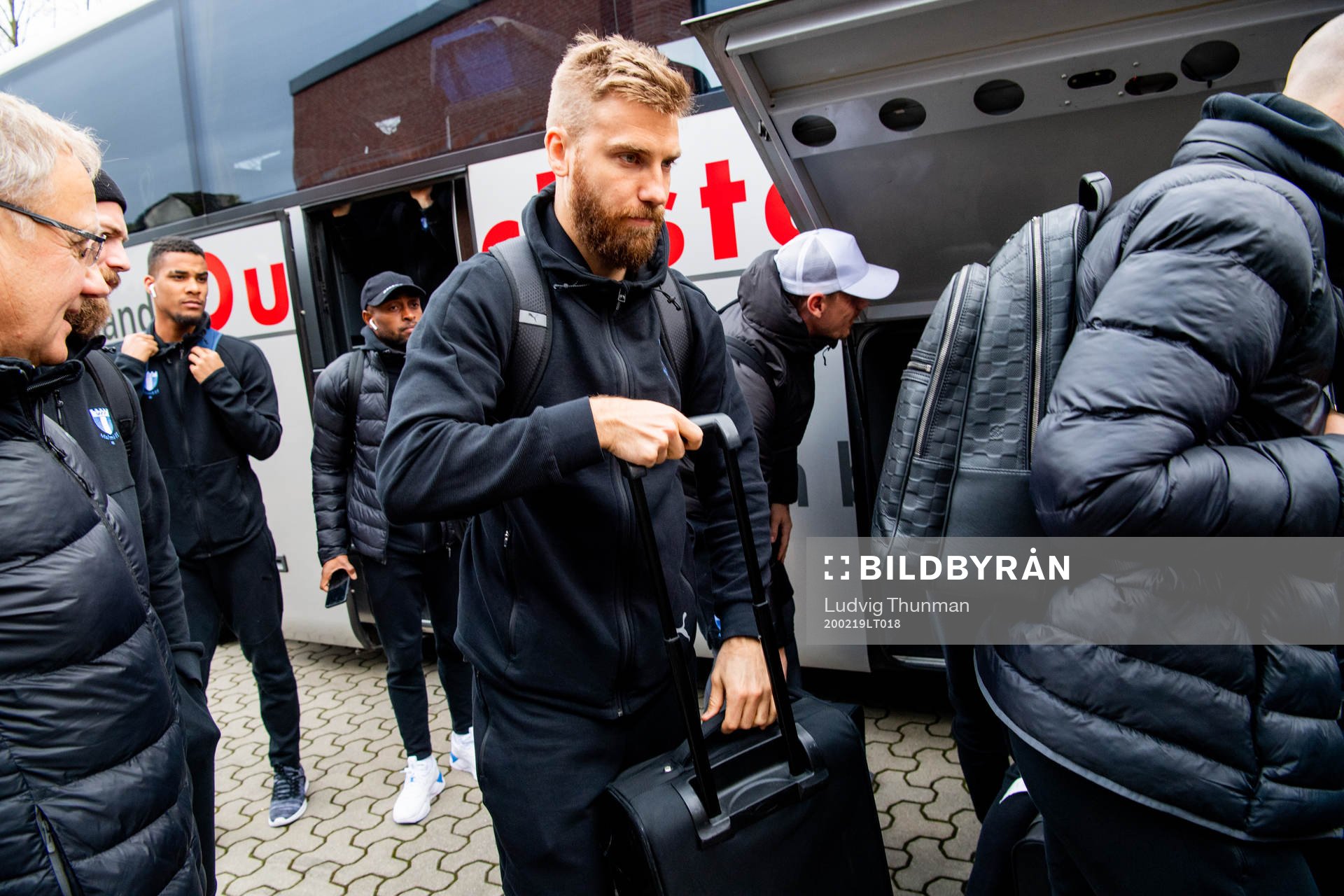 Rasmus Bengtsson of Malmö FF arrives at the hotel