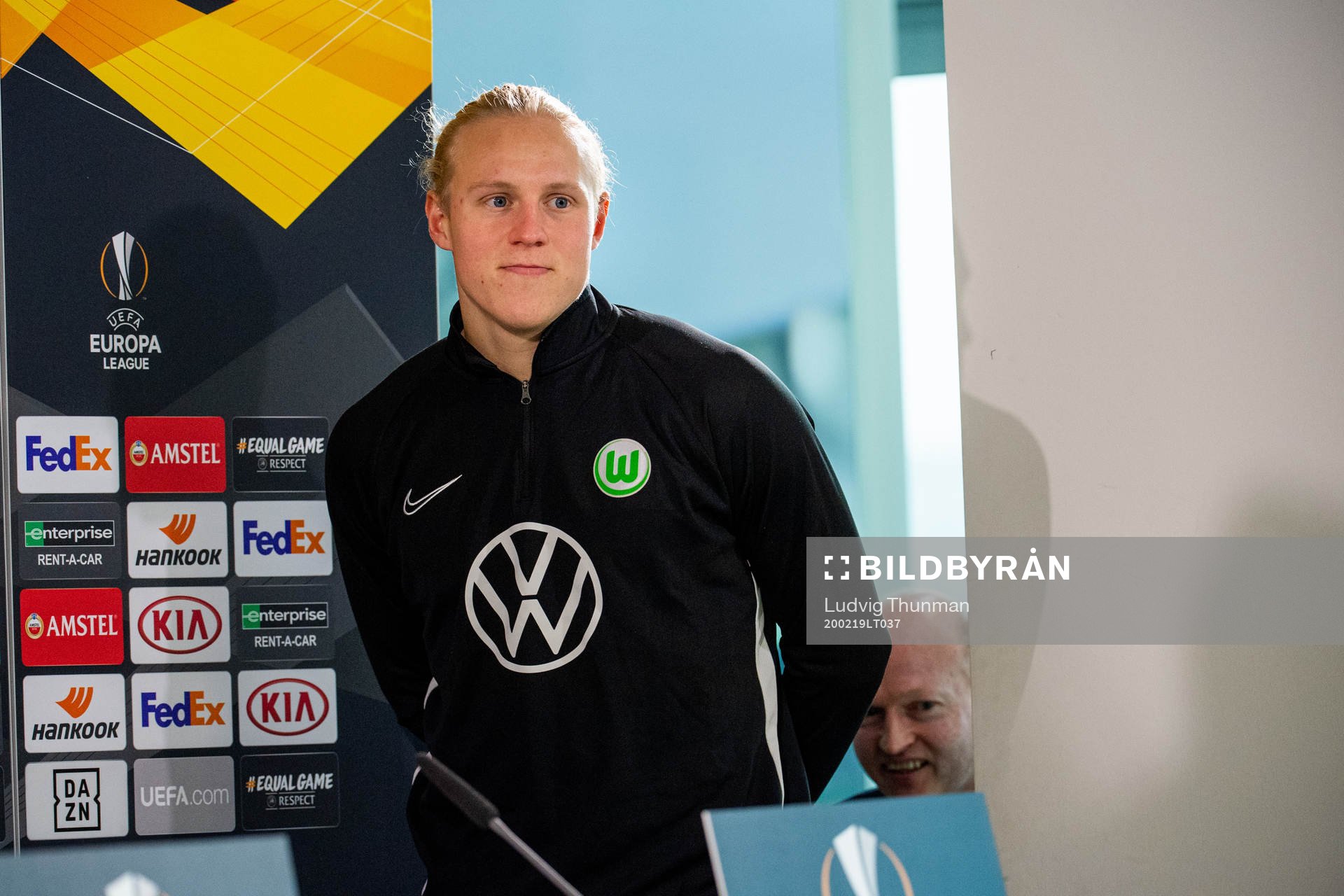 Xaver Schlager arrives for a press conference with Wolfsburg