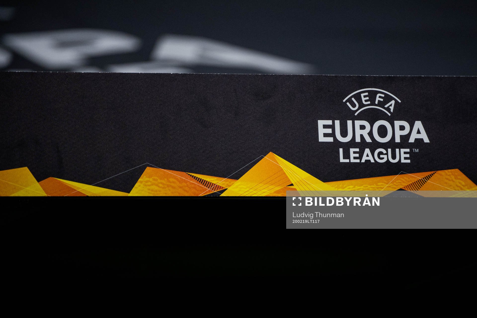 Signage for the UEFA Europa Leauge during a practice with Malmö FF ahead of their Europa League match against Wolfsburg on February 19, 2020 in Wolfsburg.