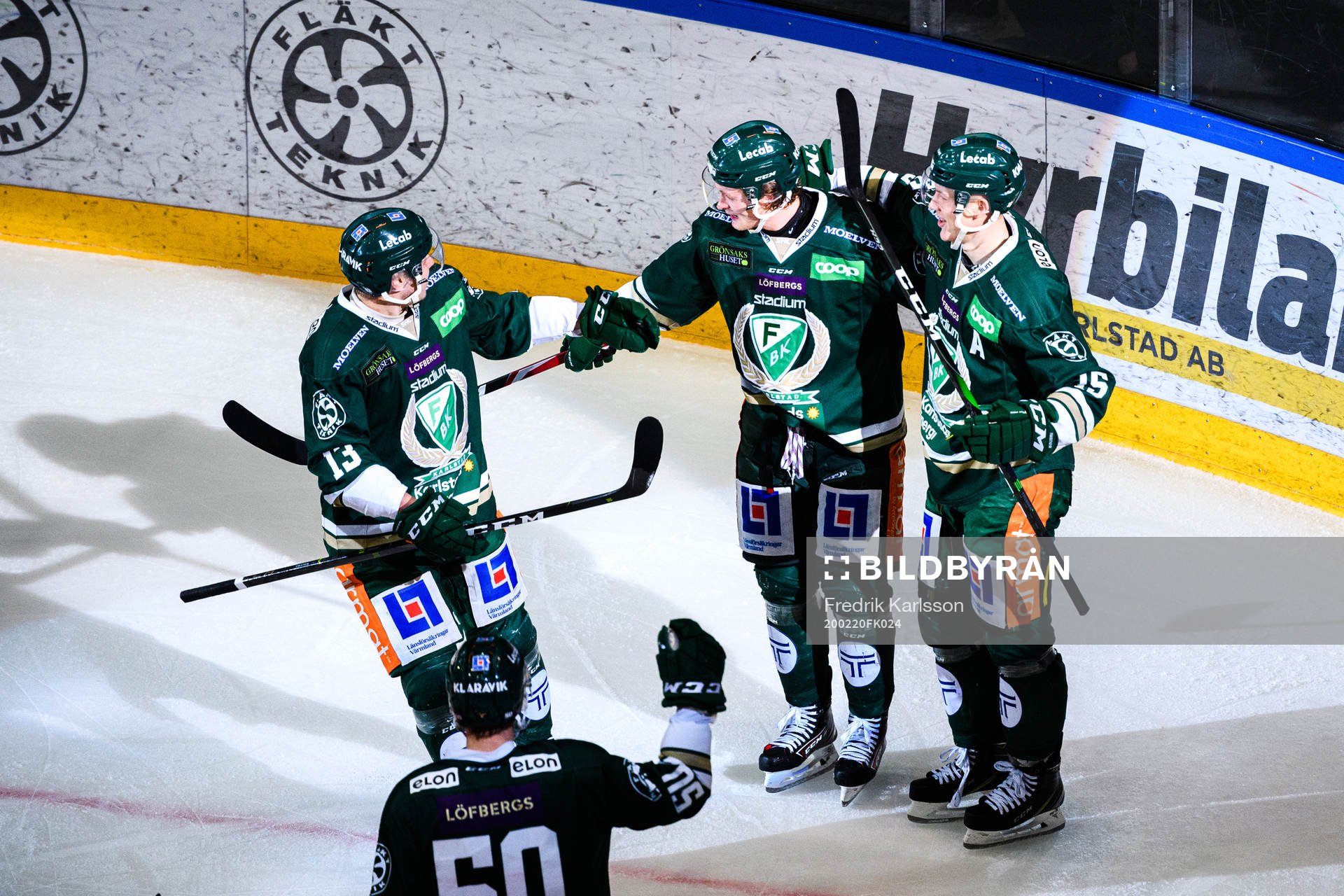 Färjestads Daniel Viksten, Linus Arnesson och Gustav