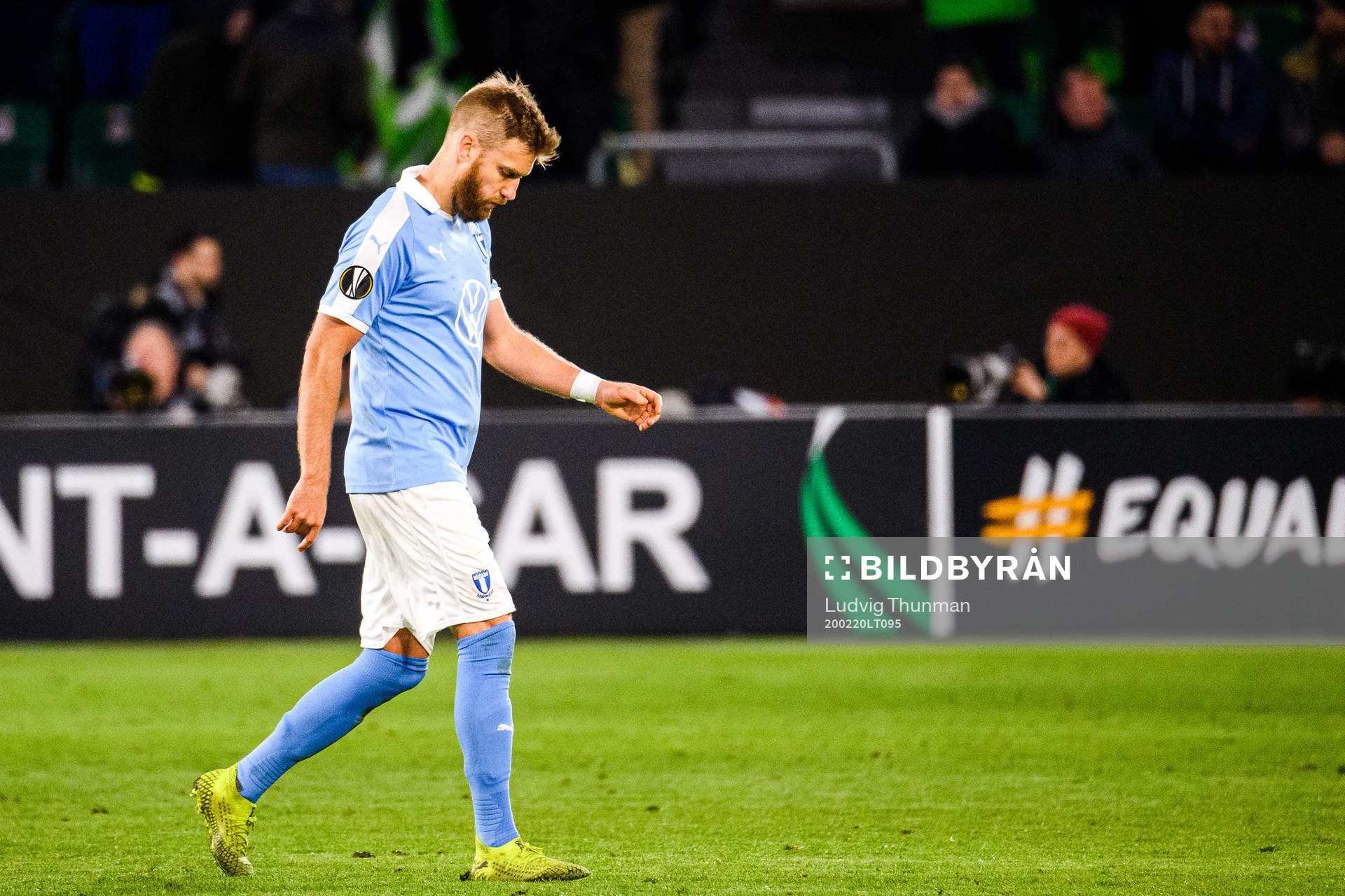 Rasmus Bengtsson of Malmö FF looks dejected