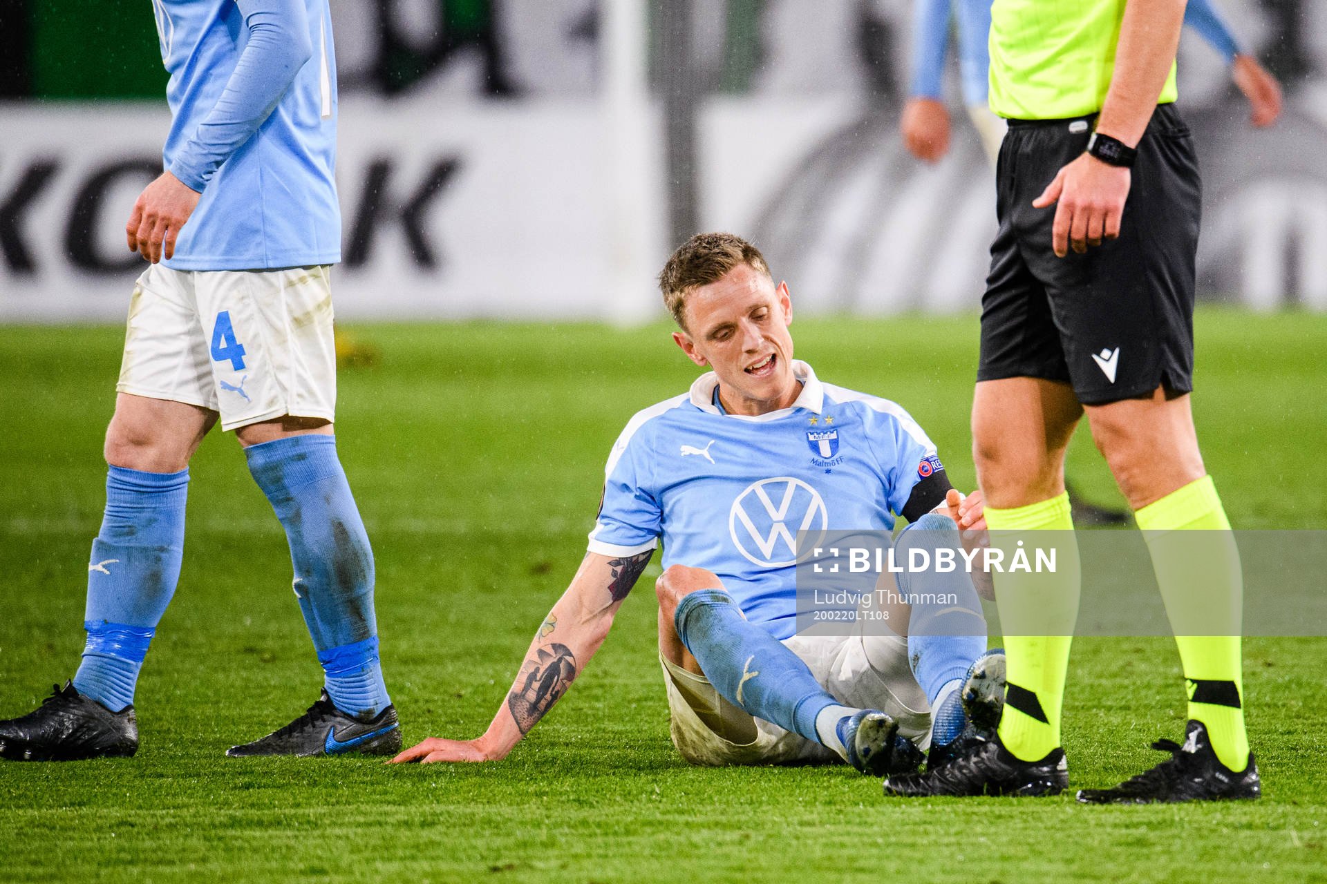 Sören Rieks of Malmö FF in pain
