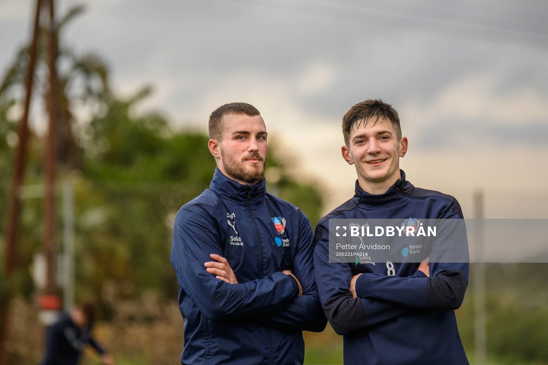 Nermin Karic och Armin Gigovic under en träning med Helsingborg under ett träningsläger den 21 februari 2020 i Ayia Napa.