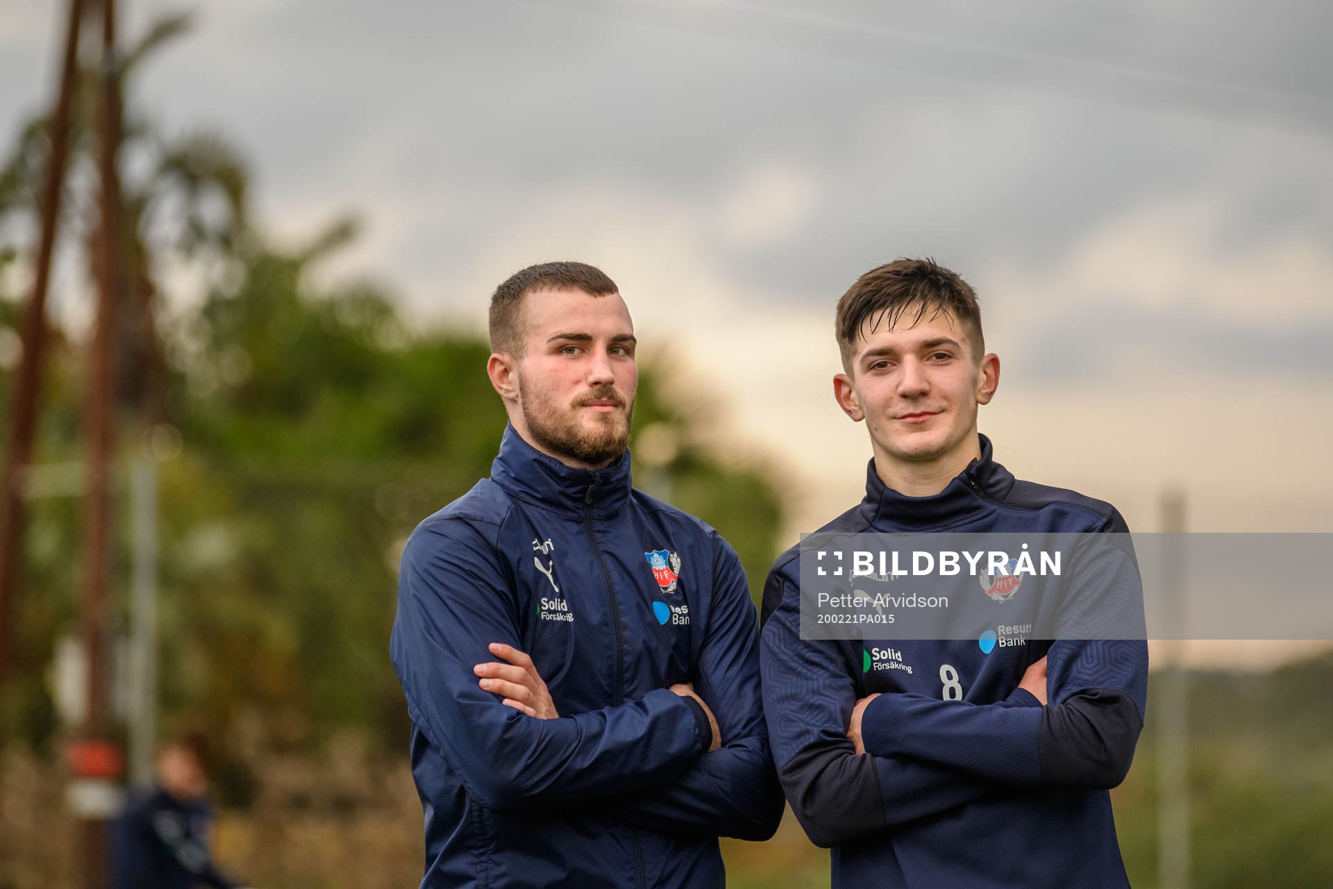 Nermin Karic och Armin Gigovic under en träning med Helsingborg under ett träningsläger den 21 februari 2020 i Ayia Napa.