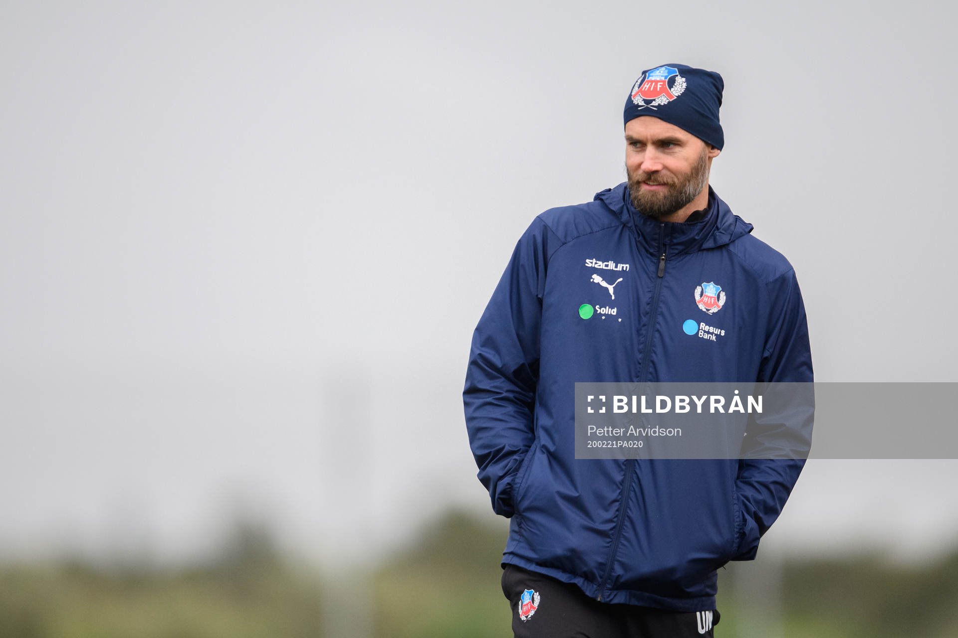 Tränare Olof Mellberg under en träning med Helsingborg under ett träningsläger den 21 februari 2020 i Ayia Napa.