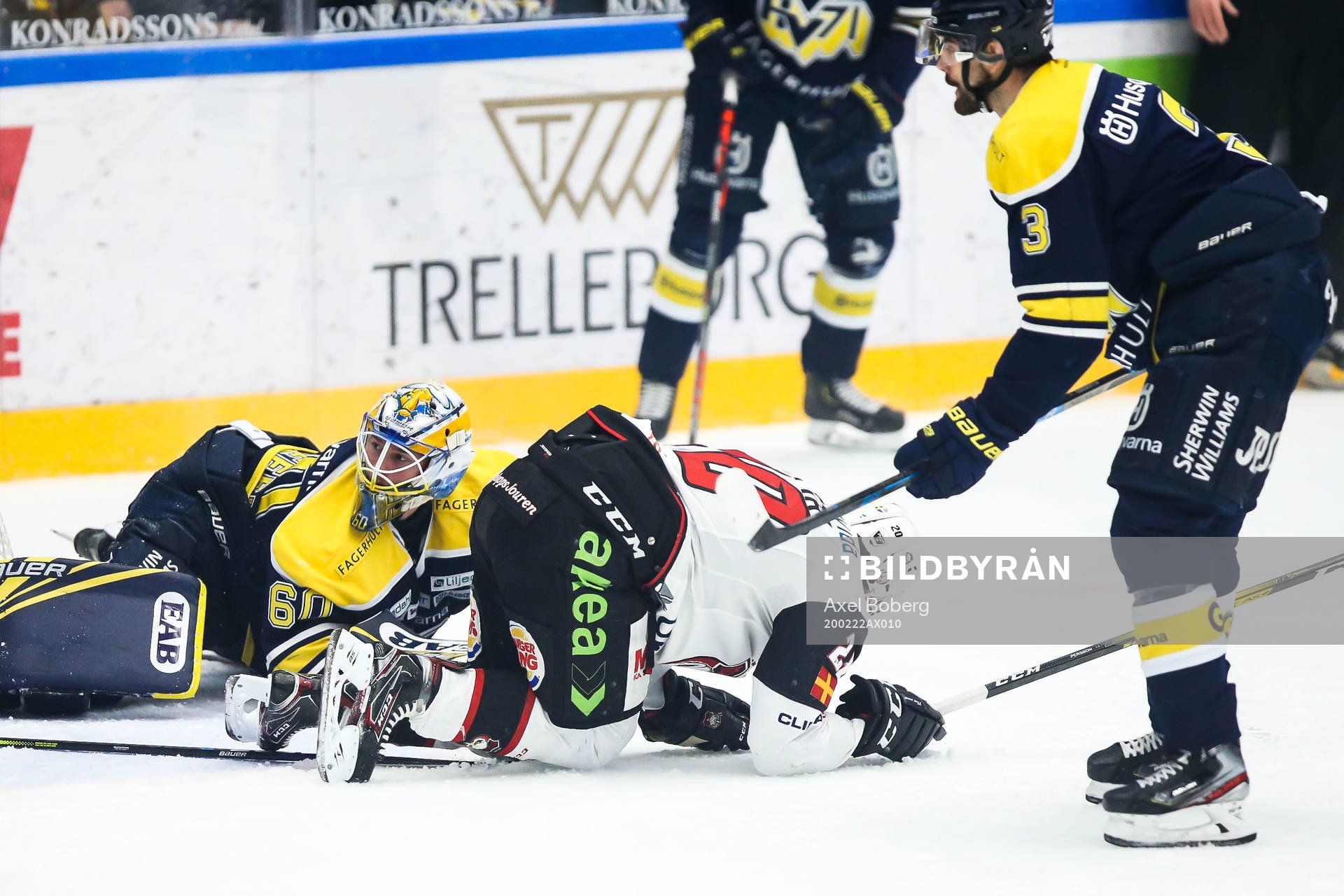 s målvakt Hugo Alnefelt och Malmö Redhawks Henrik Hetta