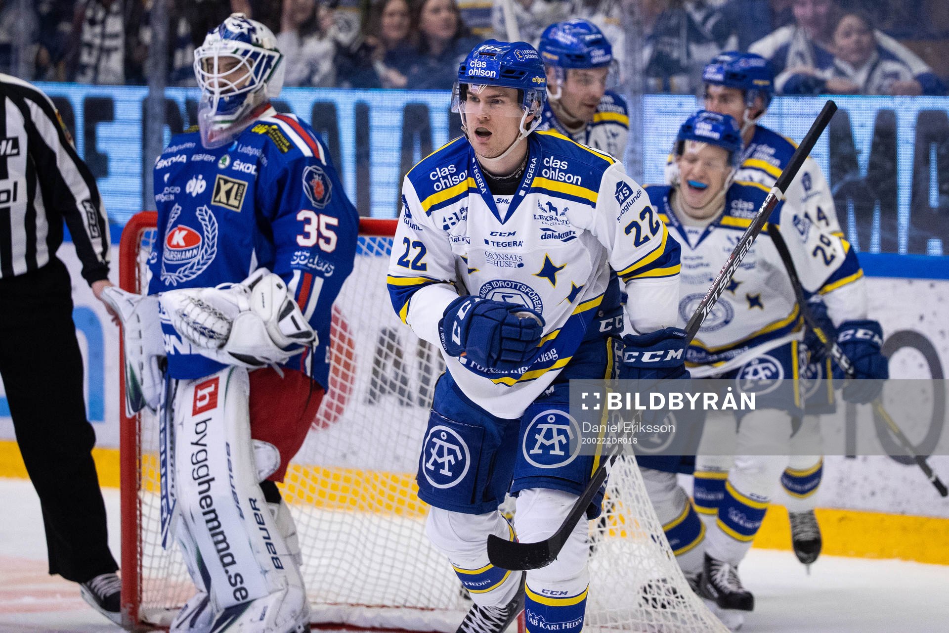 Leksands Sebastian Wännström jubel