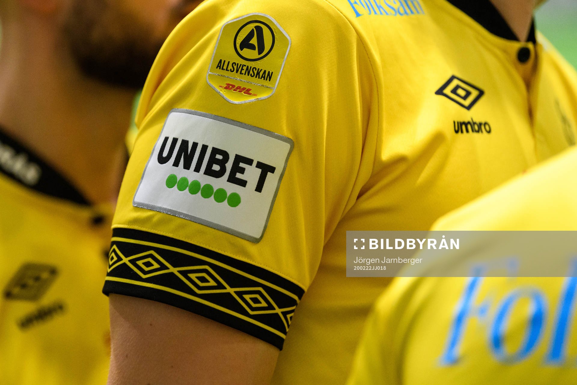 Unibets och Allsvenskans logga på tröja under fotbollsmatchen i Svenska cupen mellan Elfsborg och Brage den 22 februari 2020 i Borås.