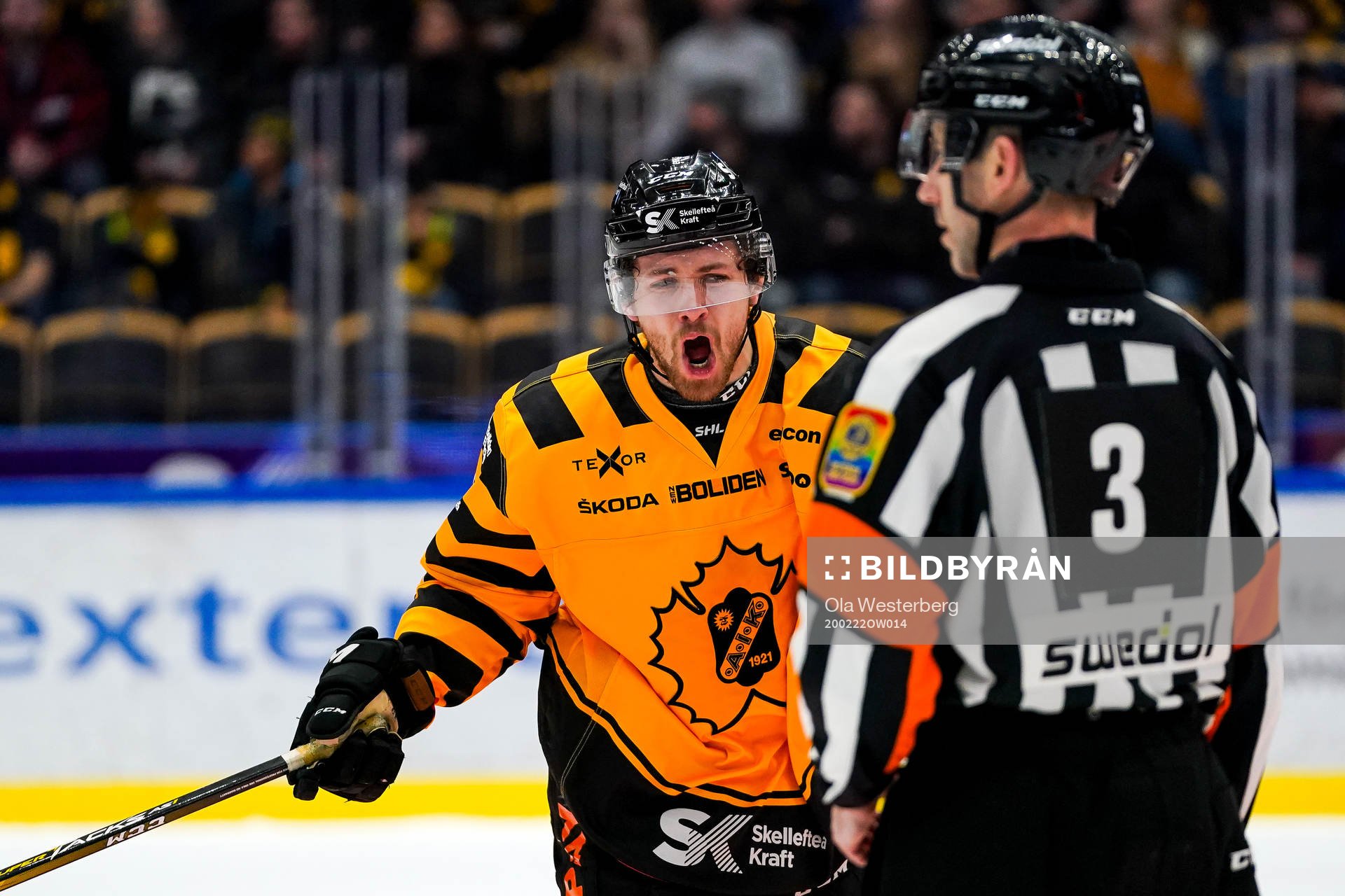Skellefteås Arvid Lundberg är arg på domare Linus Öhlund