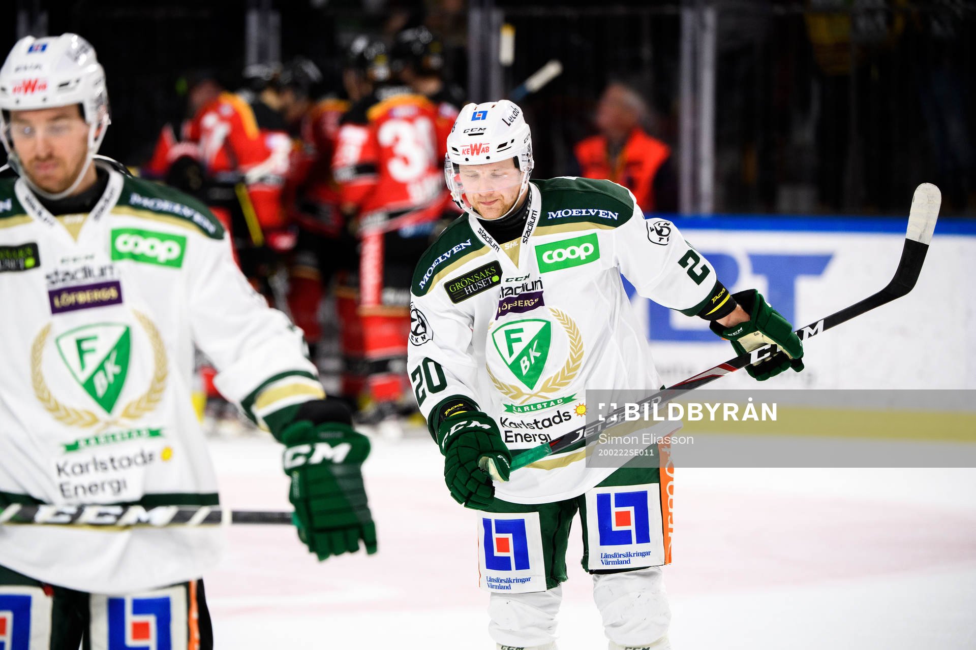Färjestads Aleksi Mustonen deppar