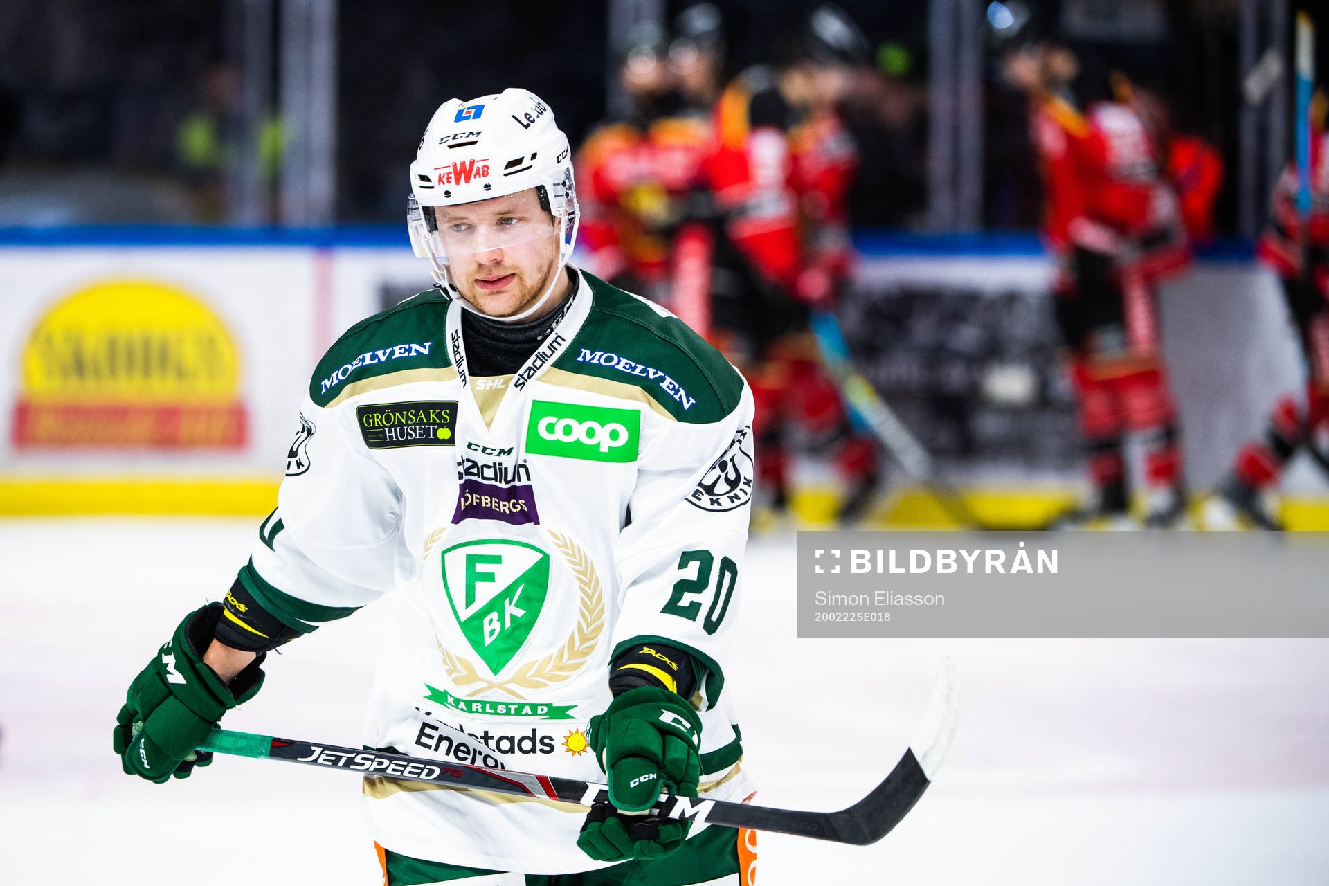 Färjestads Aleksi Mustonen deppar