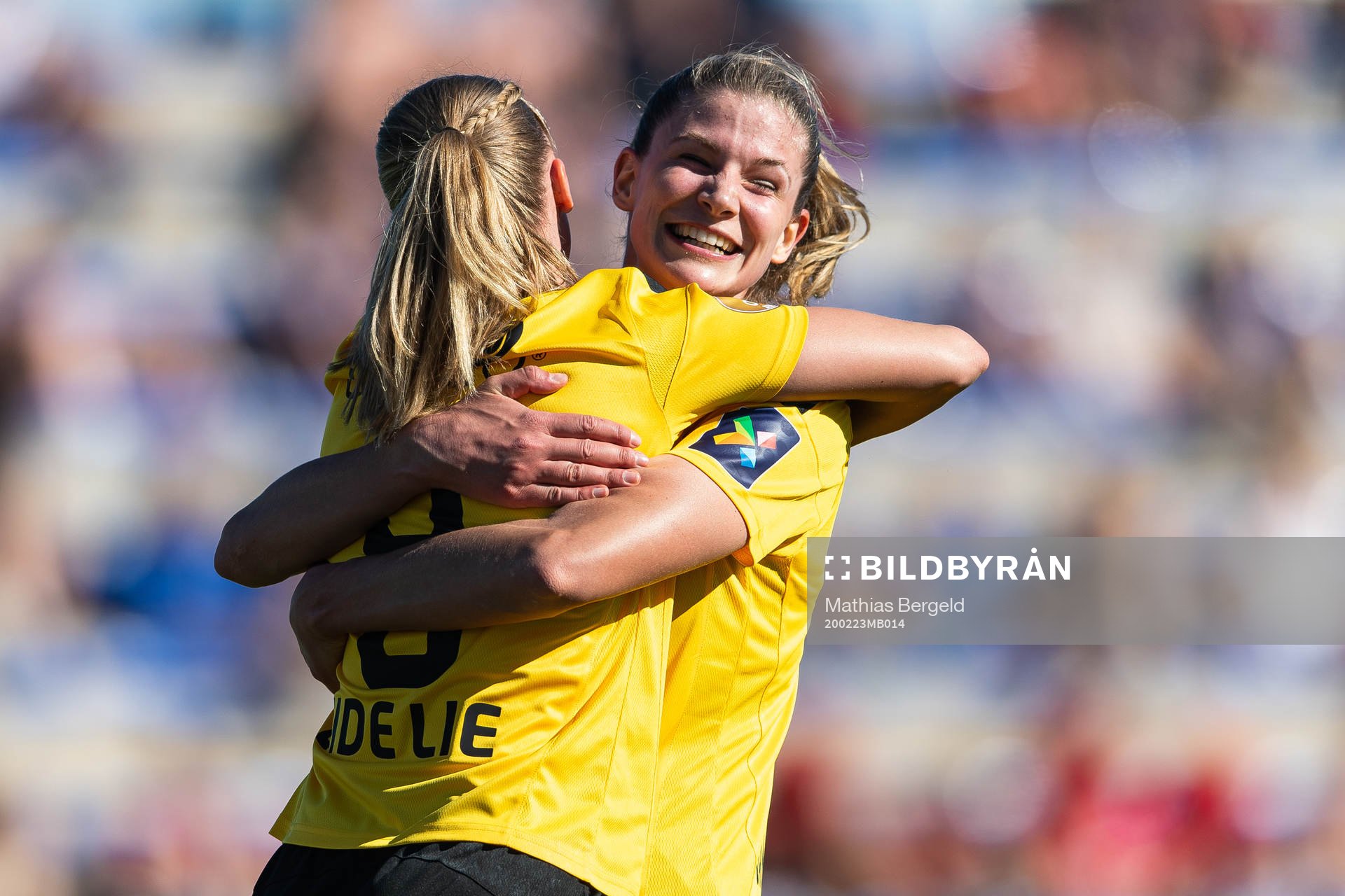 Nora Eide Lie of LSK Kvinner celebrates with Justine