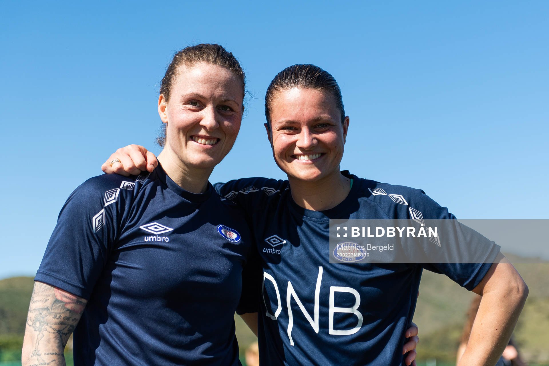 Isabell Herlovsen and Sherida Spitse of Vålerenga during a training session at the Toppserien pre-season camp on February 23, 2020 in La Manga.