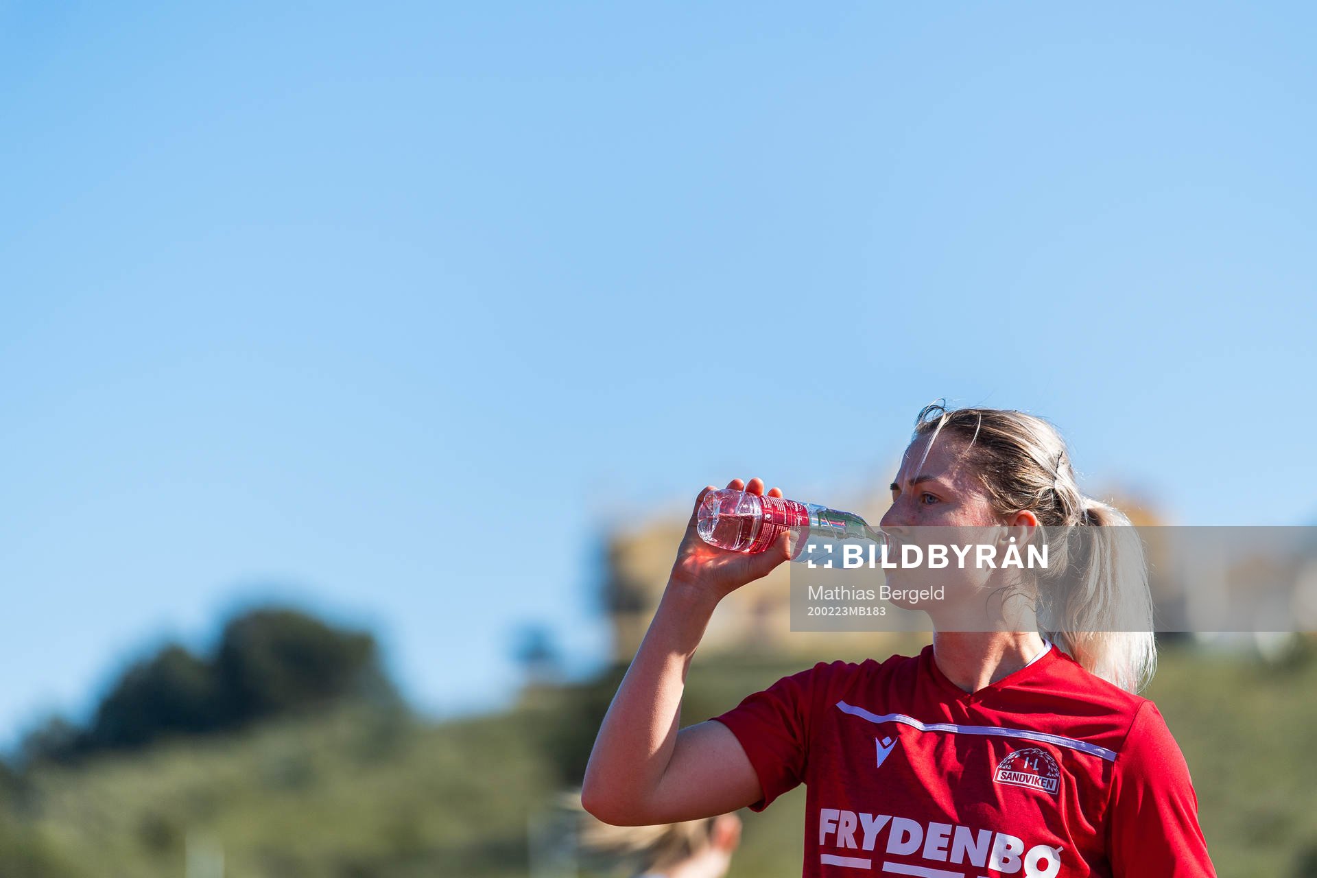 Ingrid Spord of Sandviken drinking water