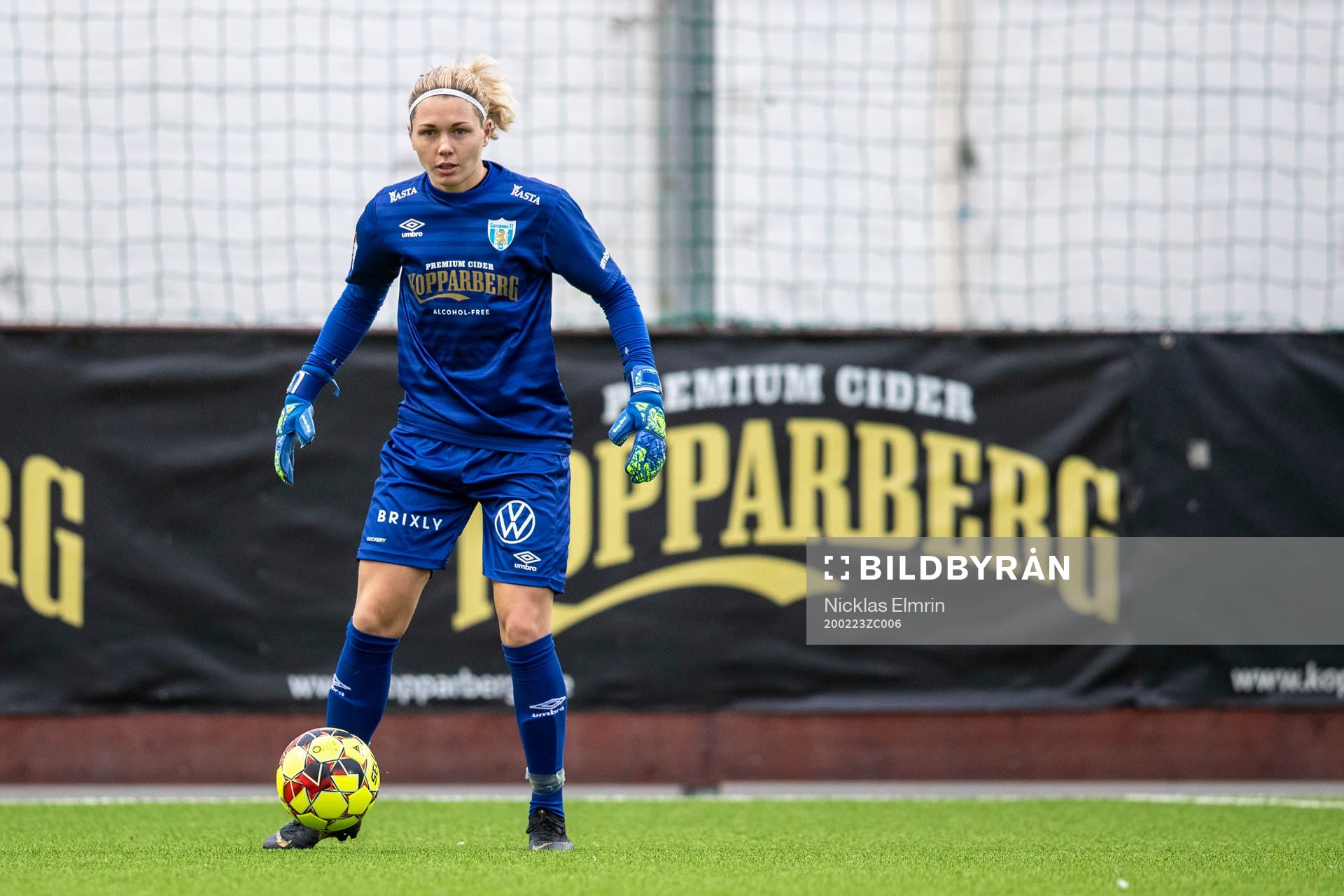 Göteborgs målvakt Jennifer Falk under fotbollsmatchen i Svenska Cupen mellan Kopparbergs/Göteborg och Linköping den 23 februari 2020 i Göteborg.