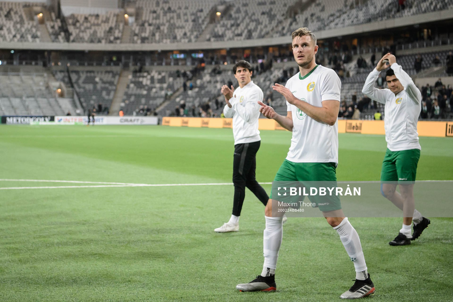 Hammarbys Richard Magyar jublar efter fotbollsmatchen i Svenska Cupen mellan Hammarby och Varberg den 24 februari 2020 i Stockholm.