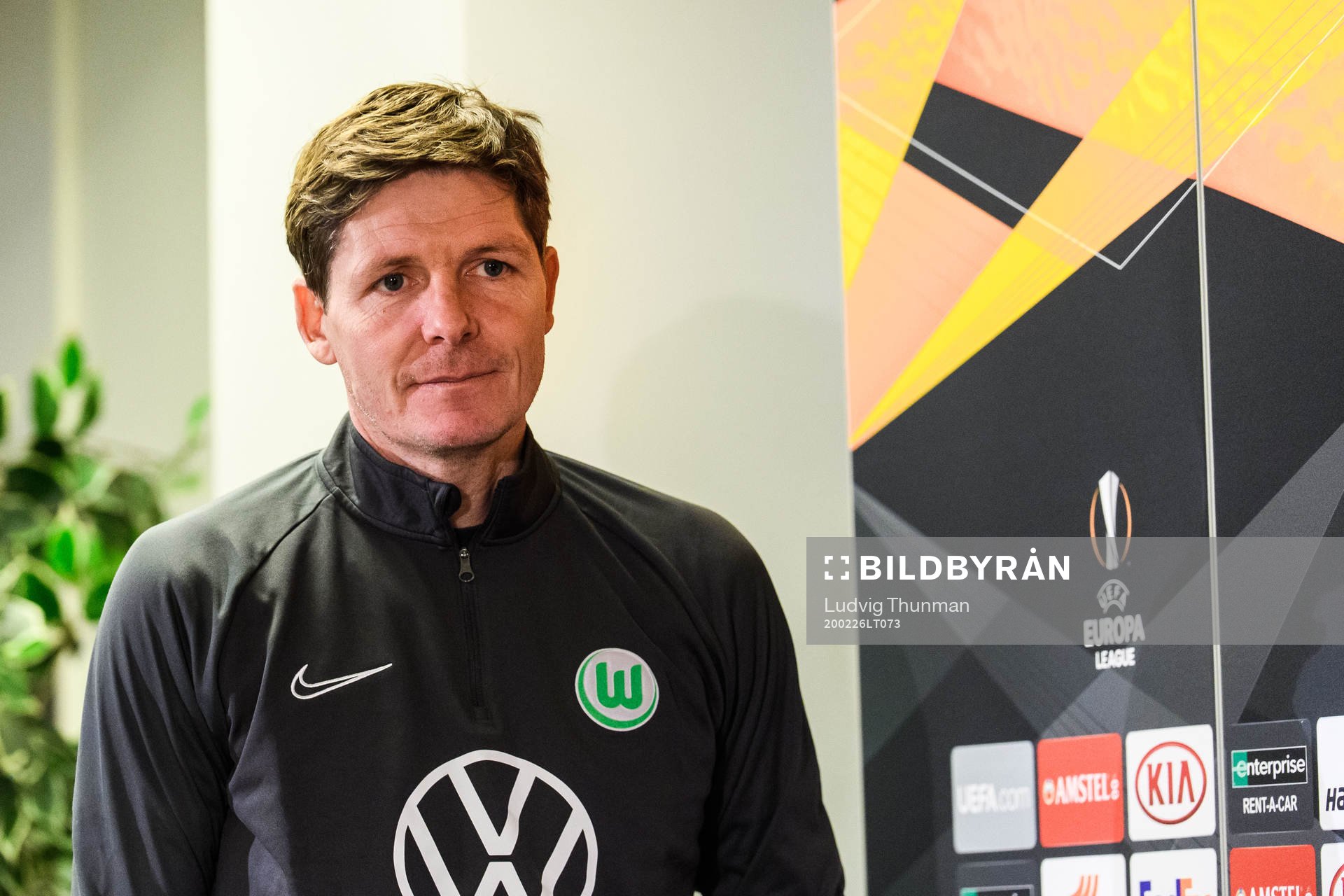 Oliver Glasner, head coach arrives at a press conference