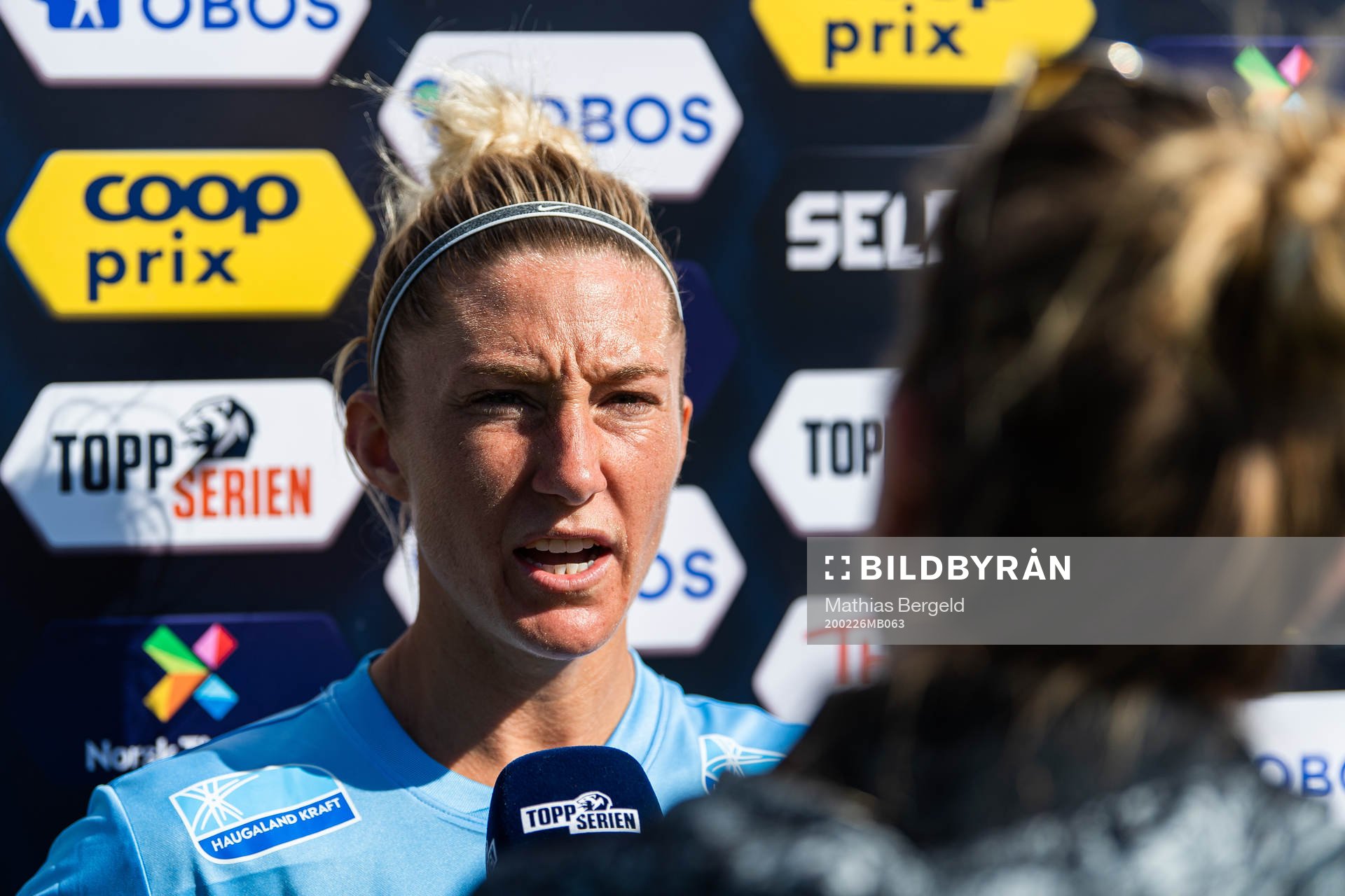 Robyn Decker of Avaldsnes is interviewed after a pre-season friendly football match between Lyn and Avaldsnes on February 26, 2020 in La Manga.