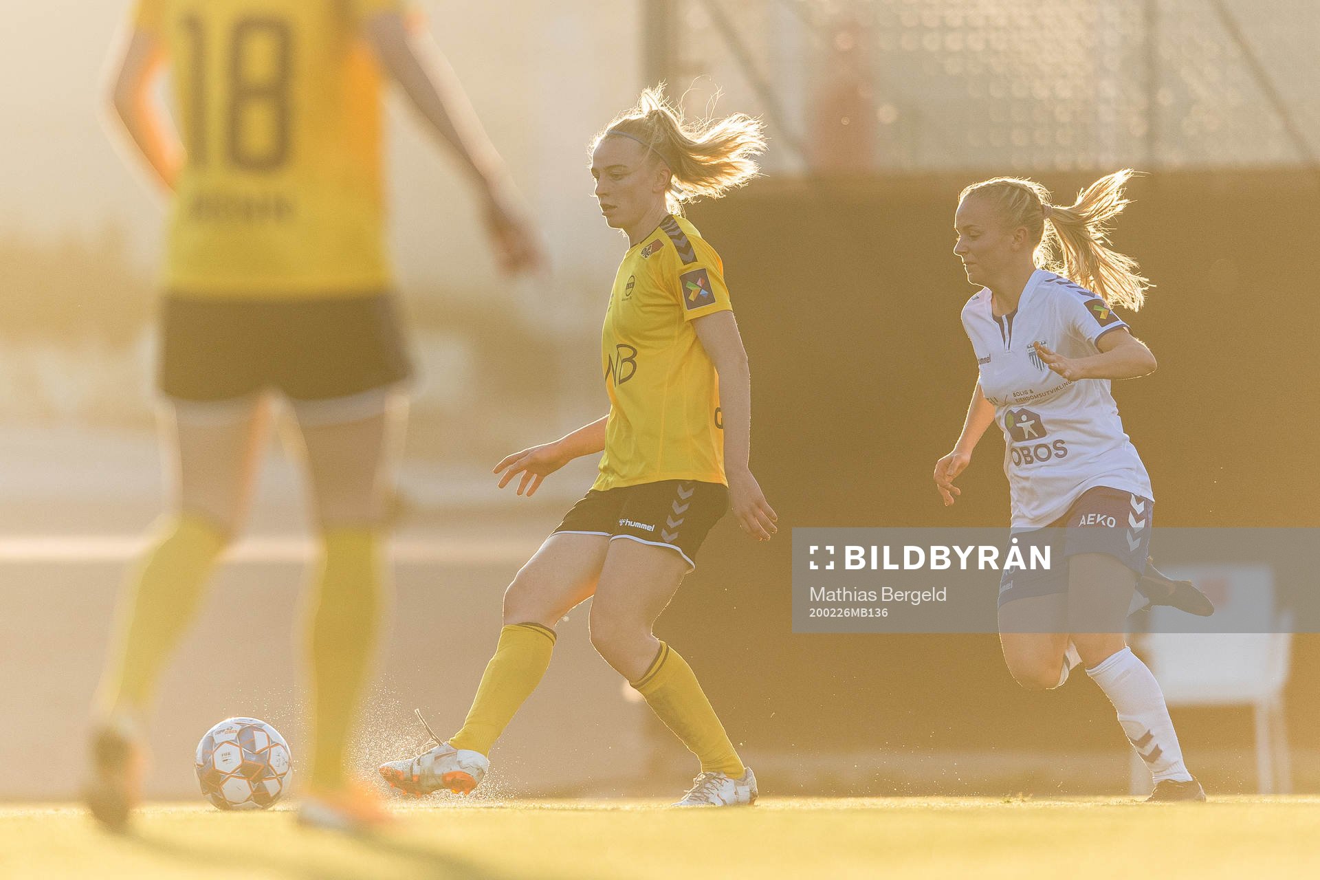 Ina Gausdal of LSK Kvinner and Tone Bettina Pirisi of Kolbotn during a pre-season friendly football match between LSK Kvinner and Kolbotn on February 26, 2020 in La Manga.