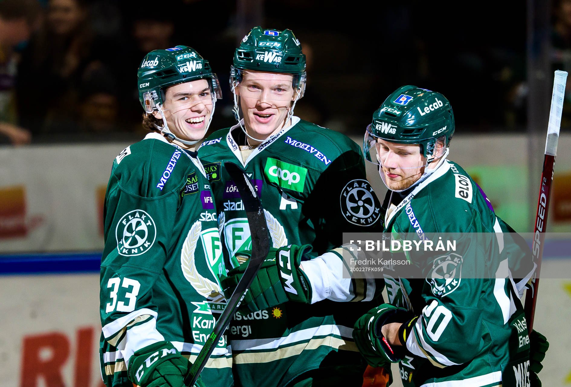 Färjestads Albert Johansson, Gustav Rydahl och Aleksi