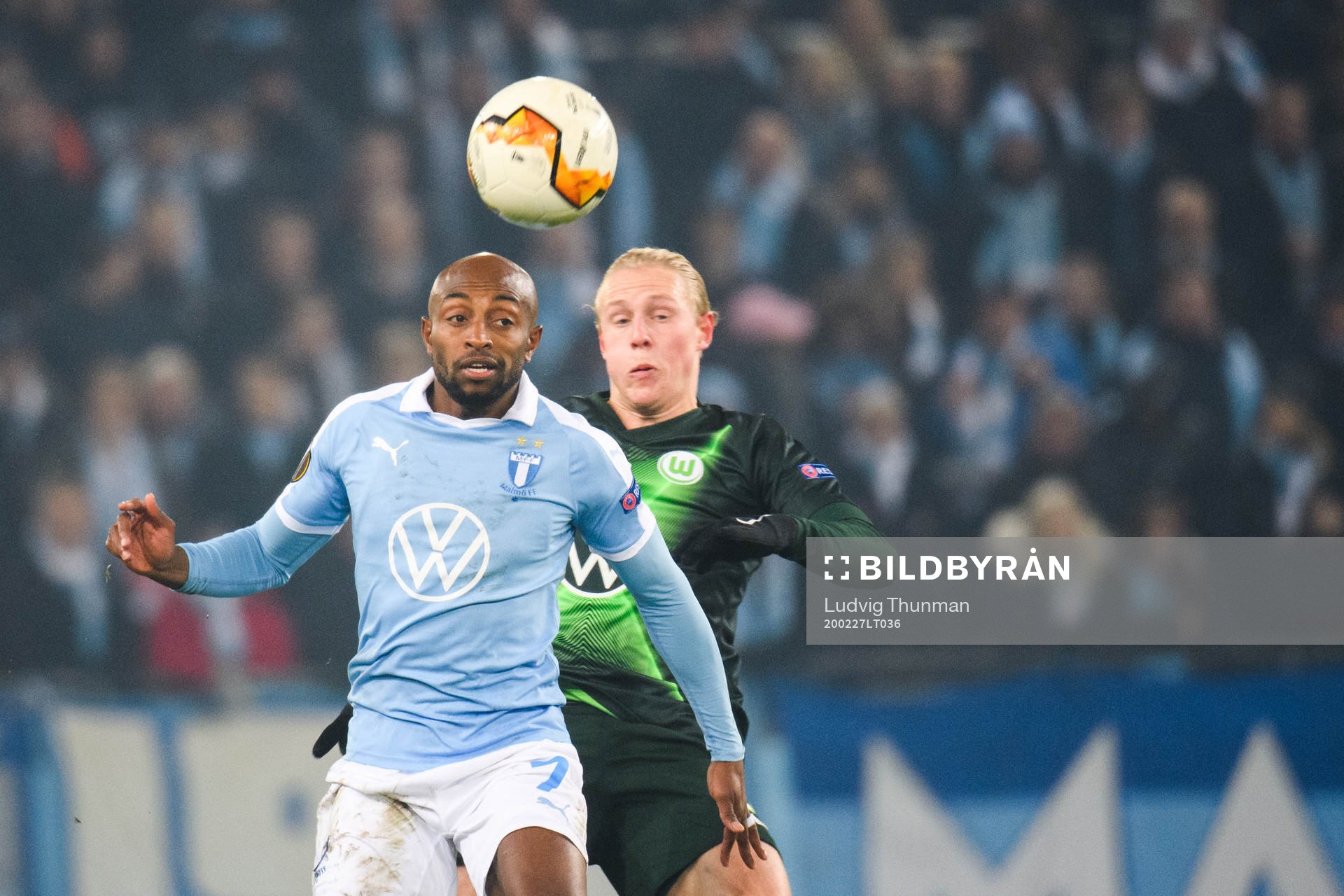 Fouad Bachirou of Malmö FF and Xaver Schlager of Wolfsburg