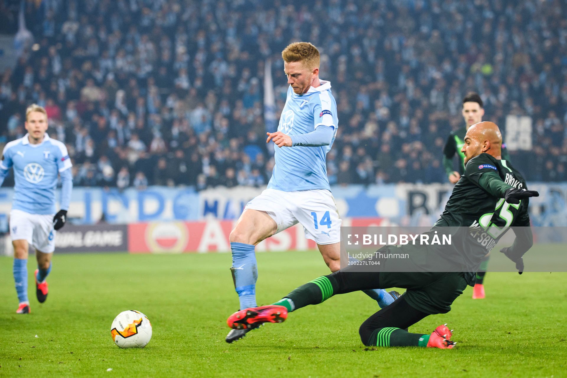 Anders Christiansen of Malmö FF and Jérôme Roussillon of