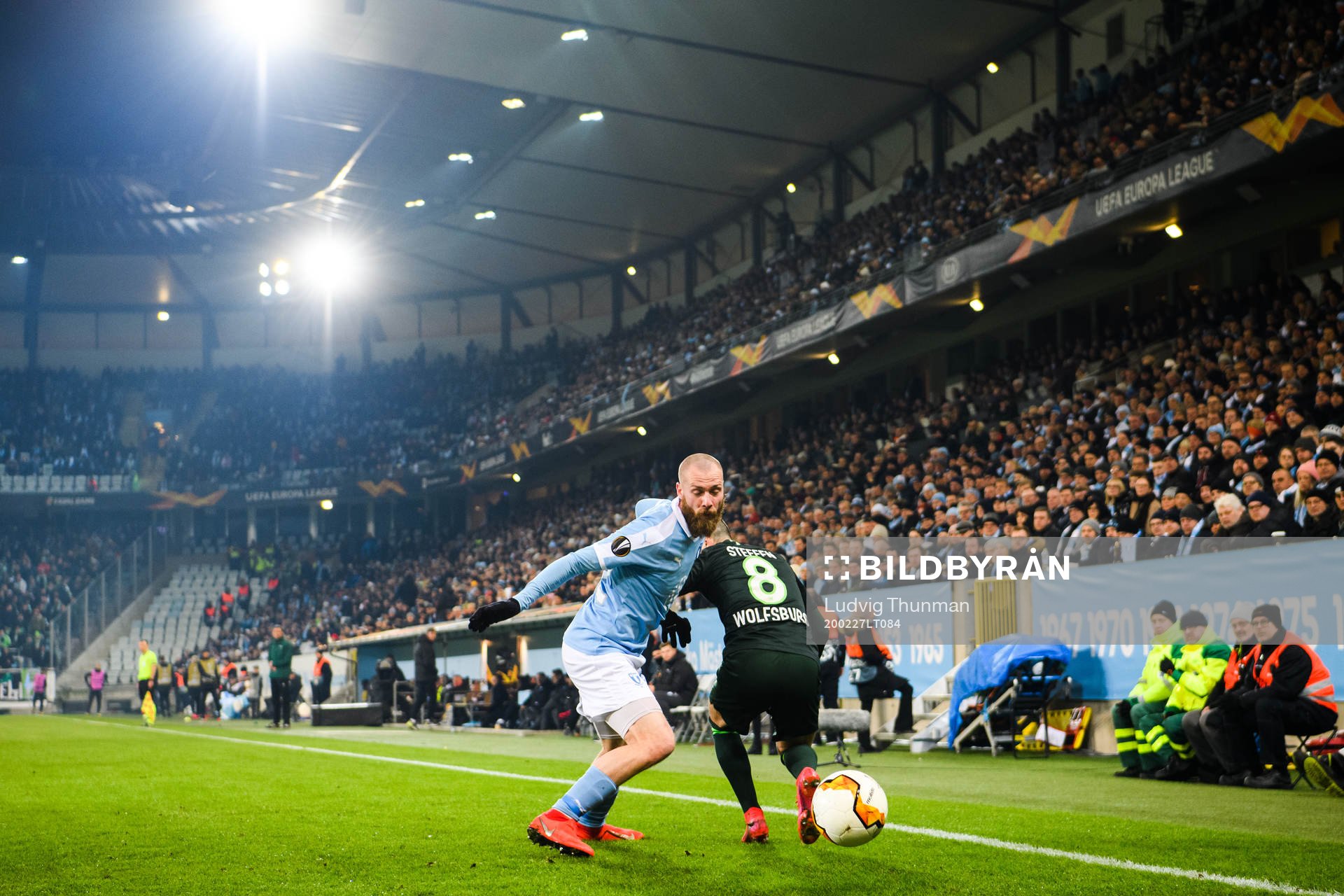 Jo Inge Berget of Malmö FF and Renato Steffen of Wolfsburg