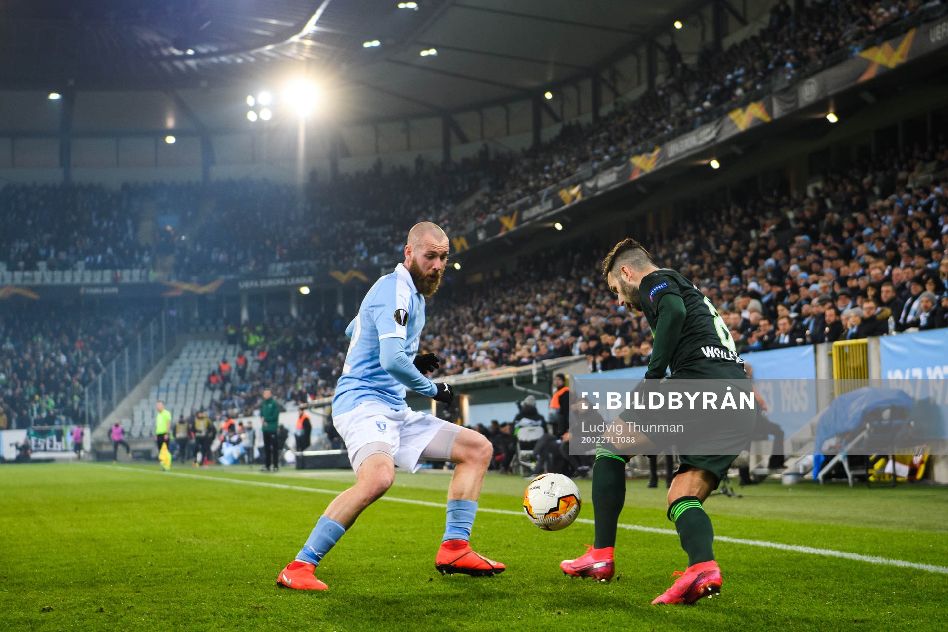 Jo Inge Berget of Malmö FF and Renato Steffen of Wolfsburg