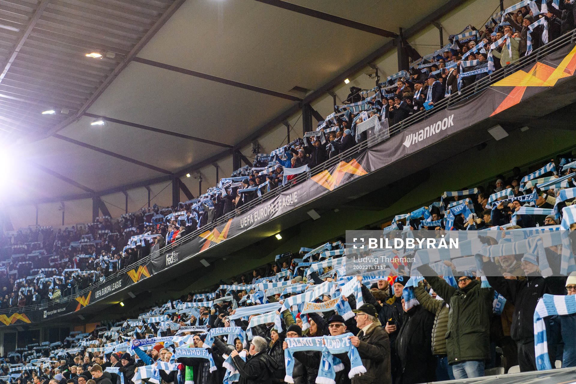 Supporters of Malmö FF with scarfs