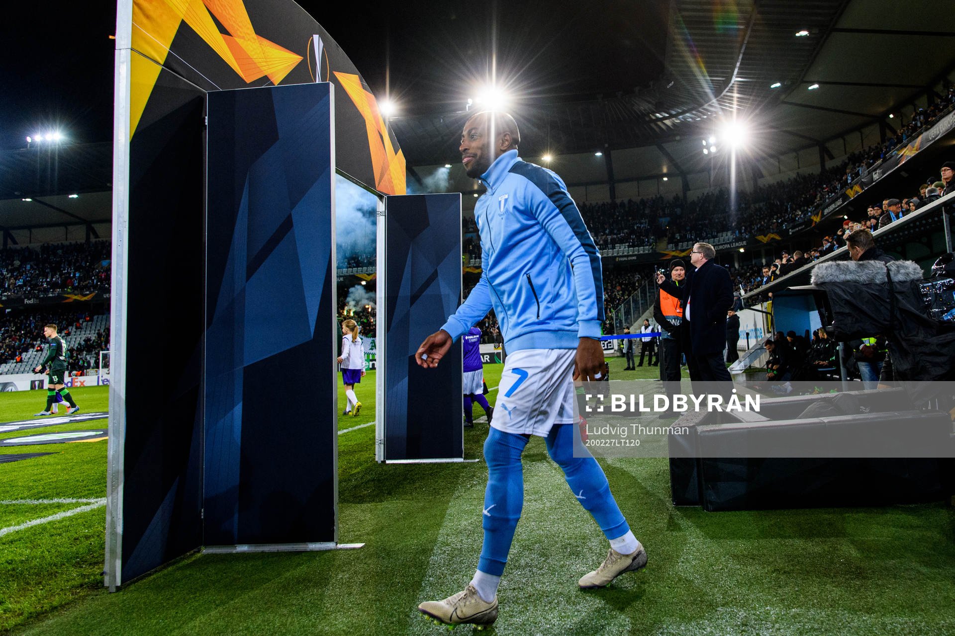 Fouad Bachirou of Malmö FF enters the pitch