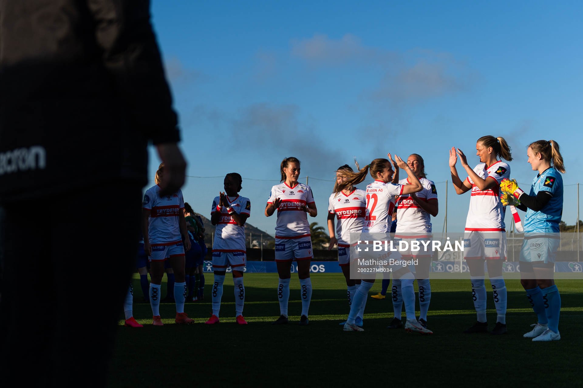 Ingrid Østervold Stenevik, Ingrid Ryland, Maria Brochmann and Oda Marie Hove Bogstad of Sandviken ahead of a pre-season friendly football match between Sandviken and Vålerenga on February 27, 2020 in La Manga.