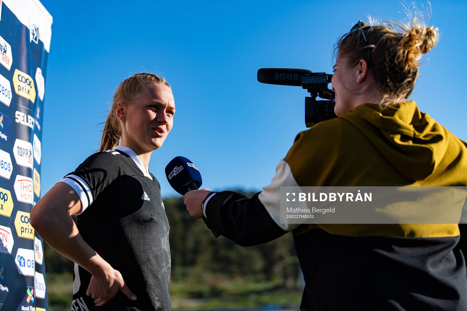 Marit Clausen of Rosenborg is interviewed after a pre-season friendly football match between Arna-Bjørnar and Rosenborg on February 27, 2020 in La Manga.