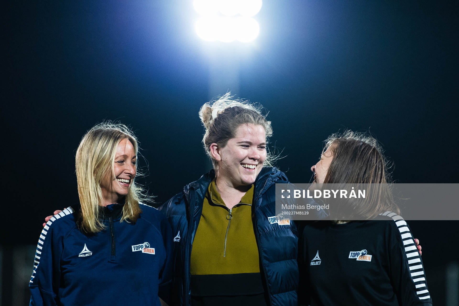 Hege Jørgensen, manager, Michelle Le Gal Hermandsen, marketing manager, and Helene Husvik, head of media, for Toppfotball Kvinner pose for a picture after a pre-season friendly football match between Sandviken and Vålerenga on February 27, 2020 in La Manga.