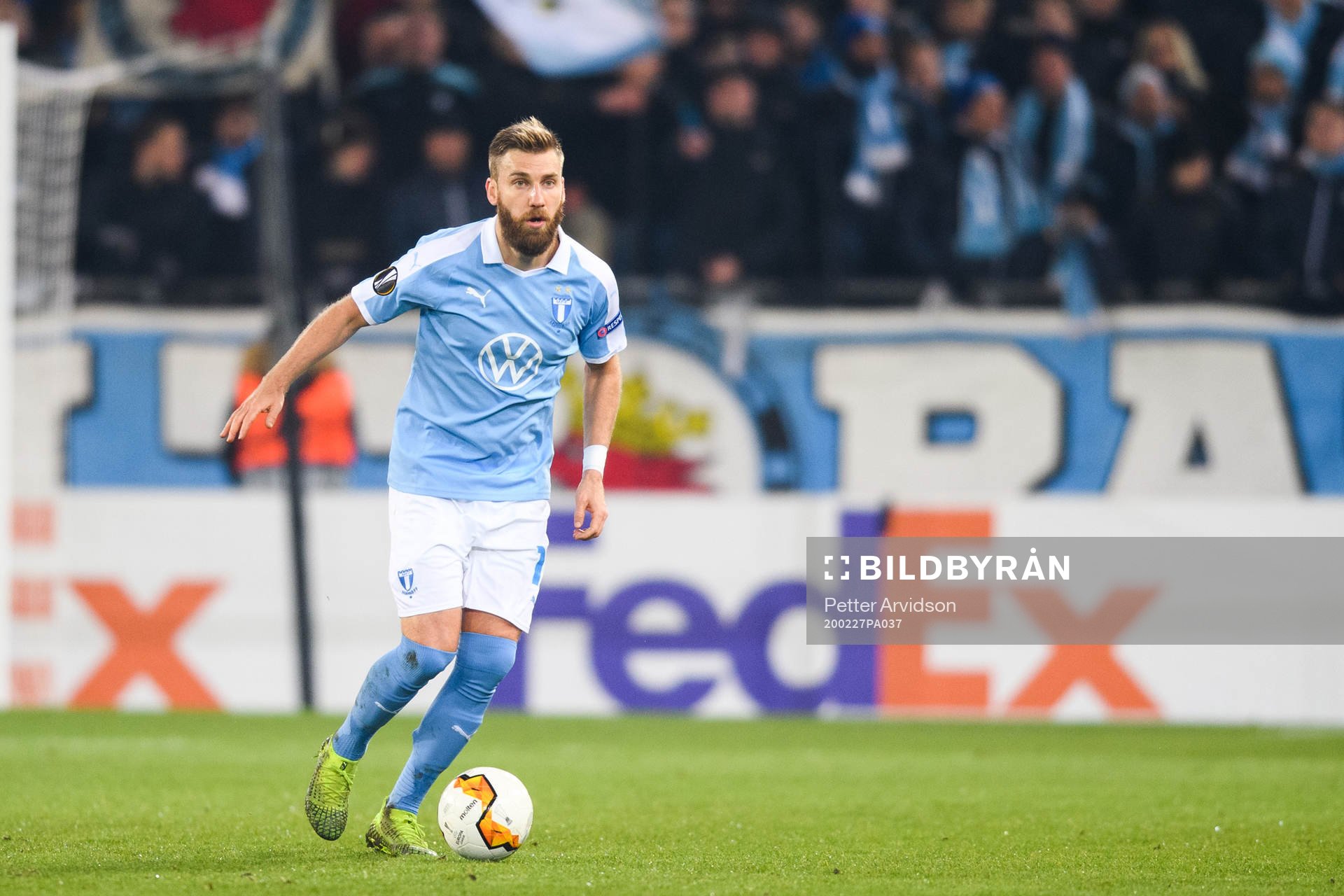 Rasmus Bengtsson of Malmö FF during of the Europa Leauge match between Malmö FF and Wolfsburg on February 27, 2020 in Malmö.