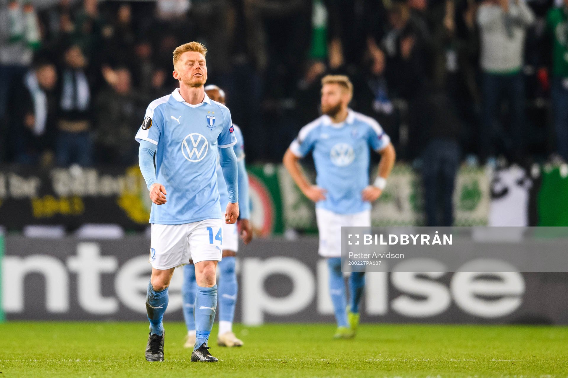 Anders Christiansen of Malmö FF looks dejected