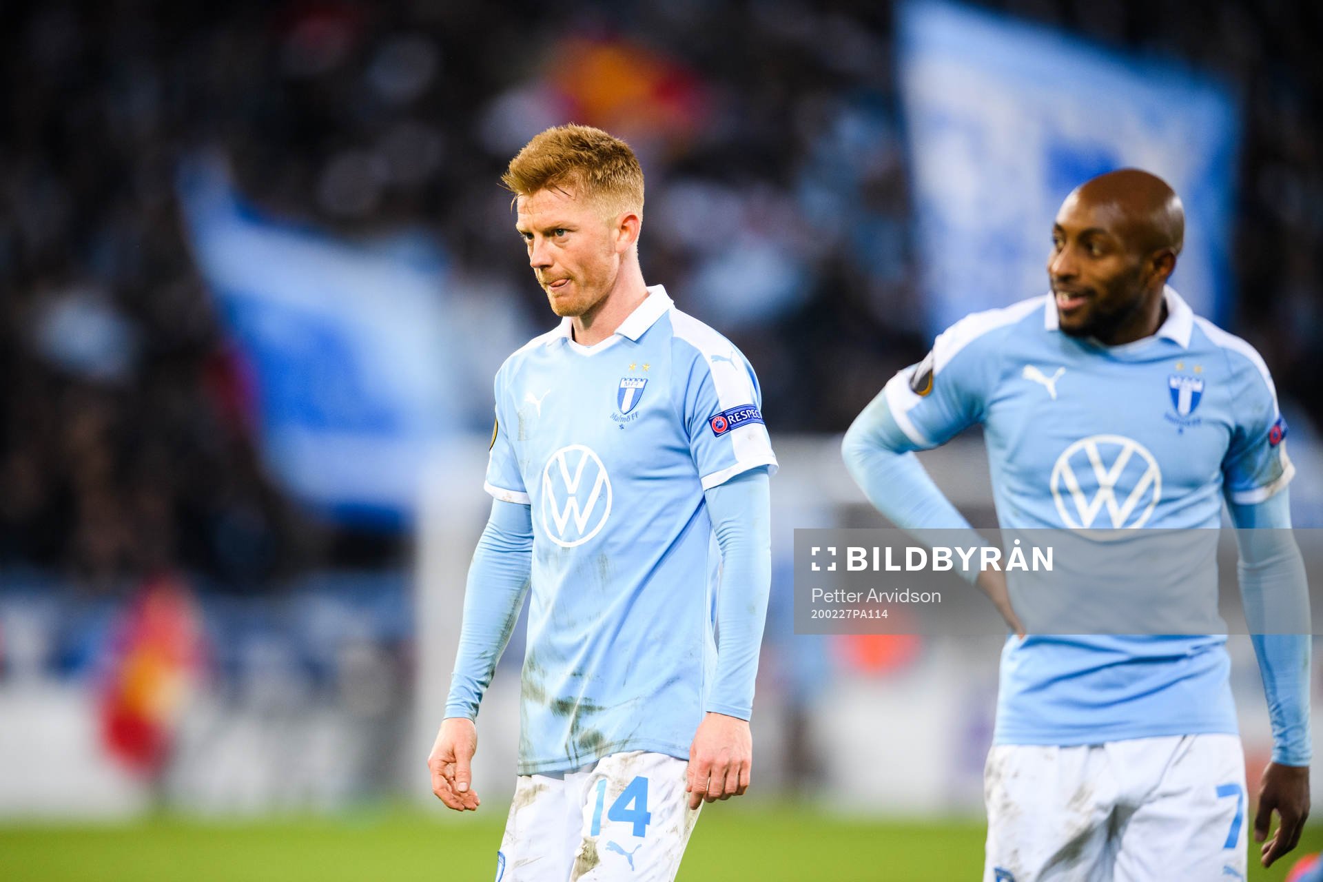 Anders Christiansen and Fouad Bachirou of Malmö FF look