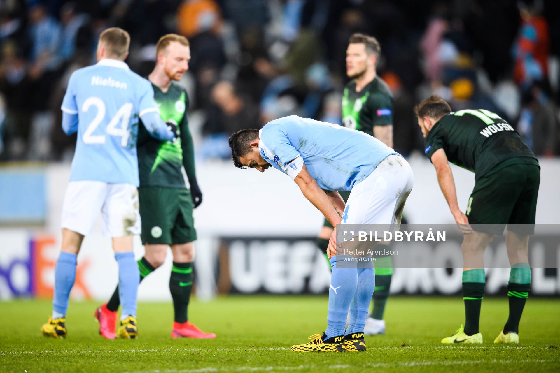 Behrang Safari of Malmö FF looks dejected