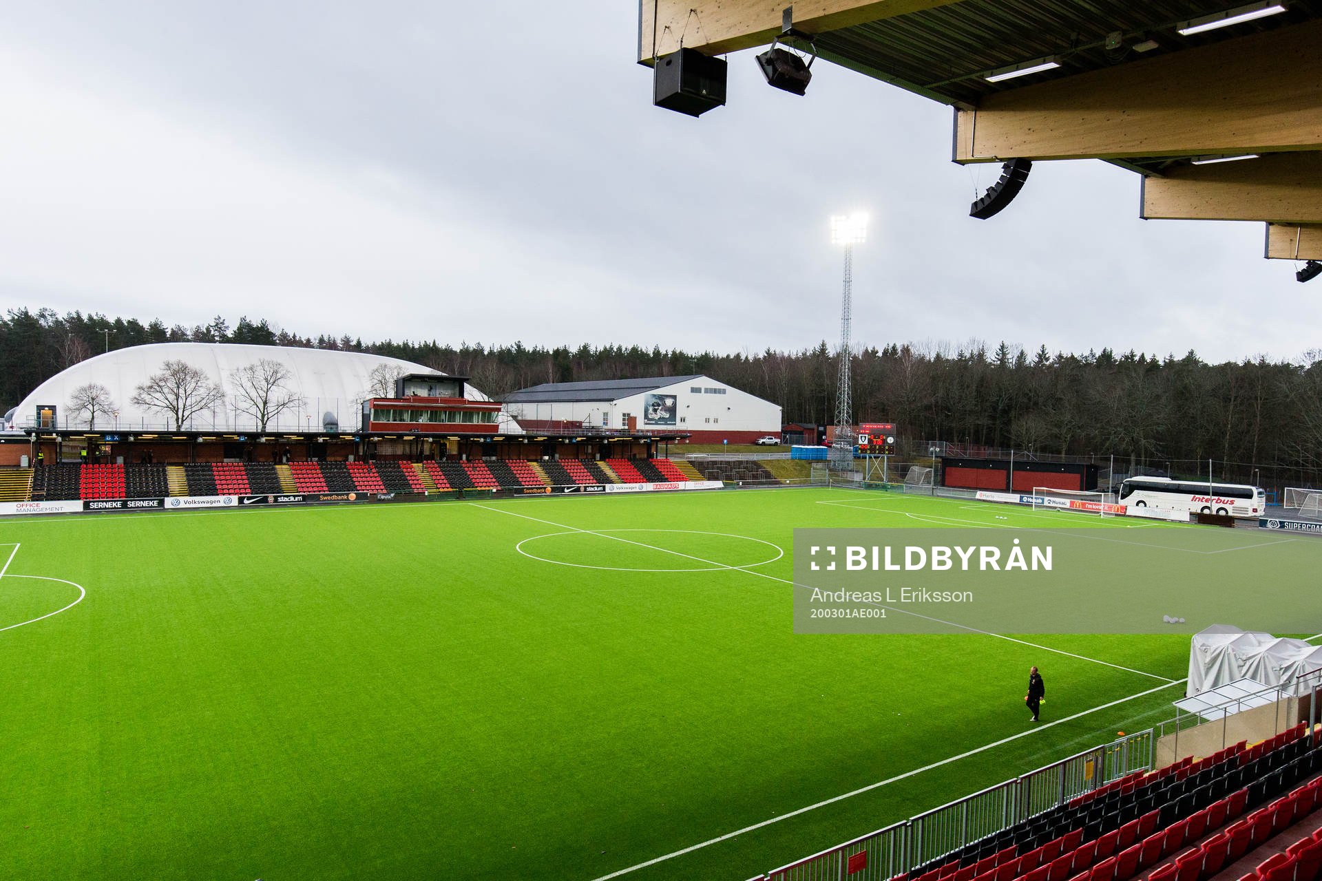 Grimsta IP innan fotbollsmatchen i Svenska Cupen mellan