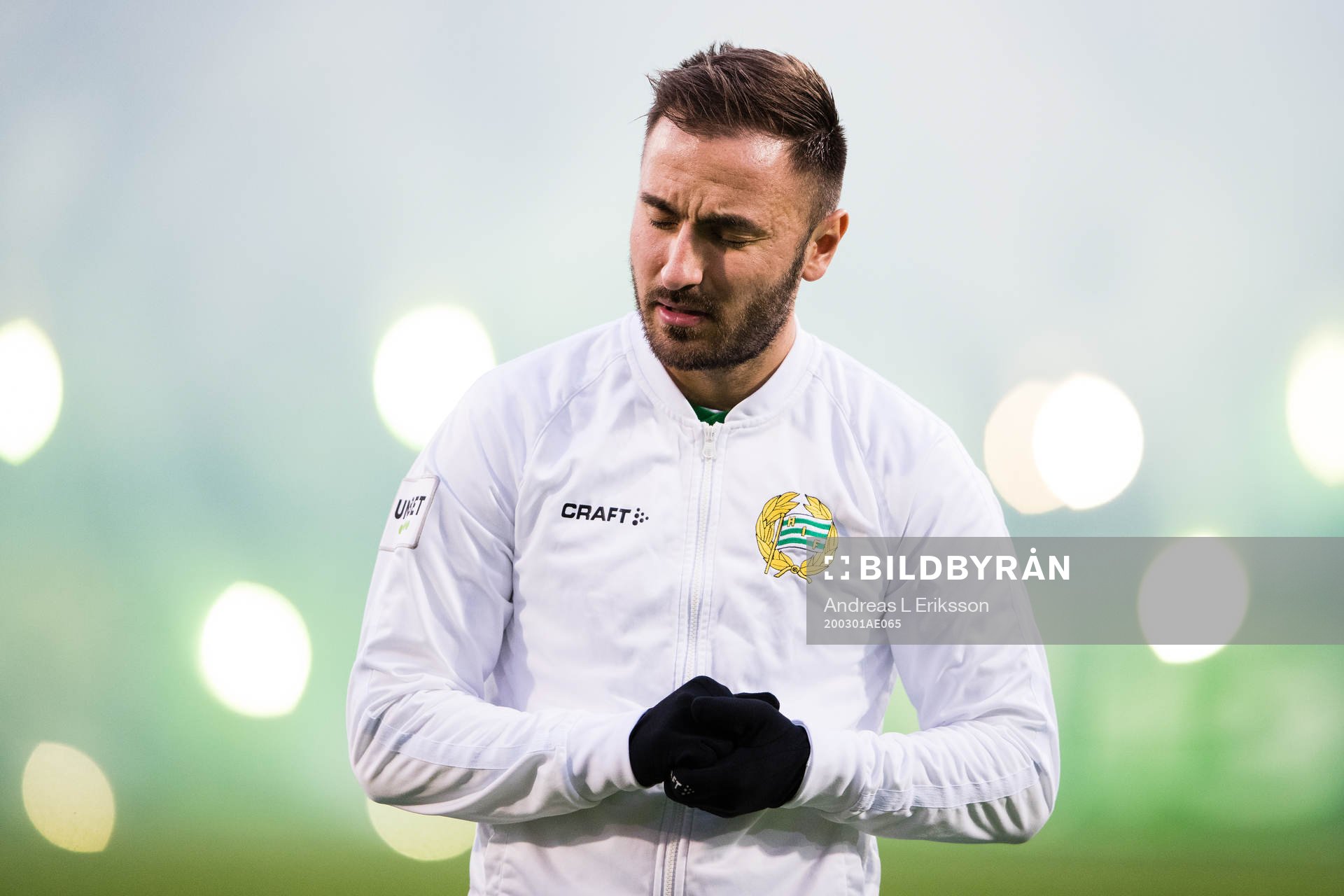 Hammarbys Muamer Tankovic innan fotbollsmatchen i Svenska