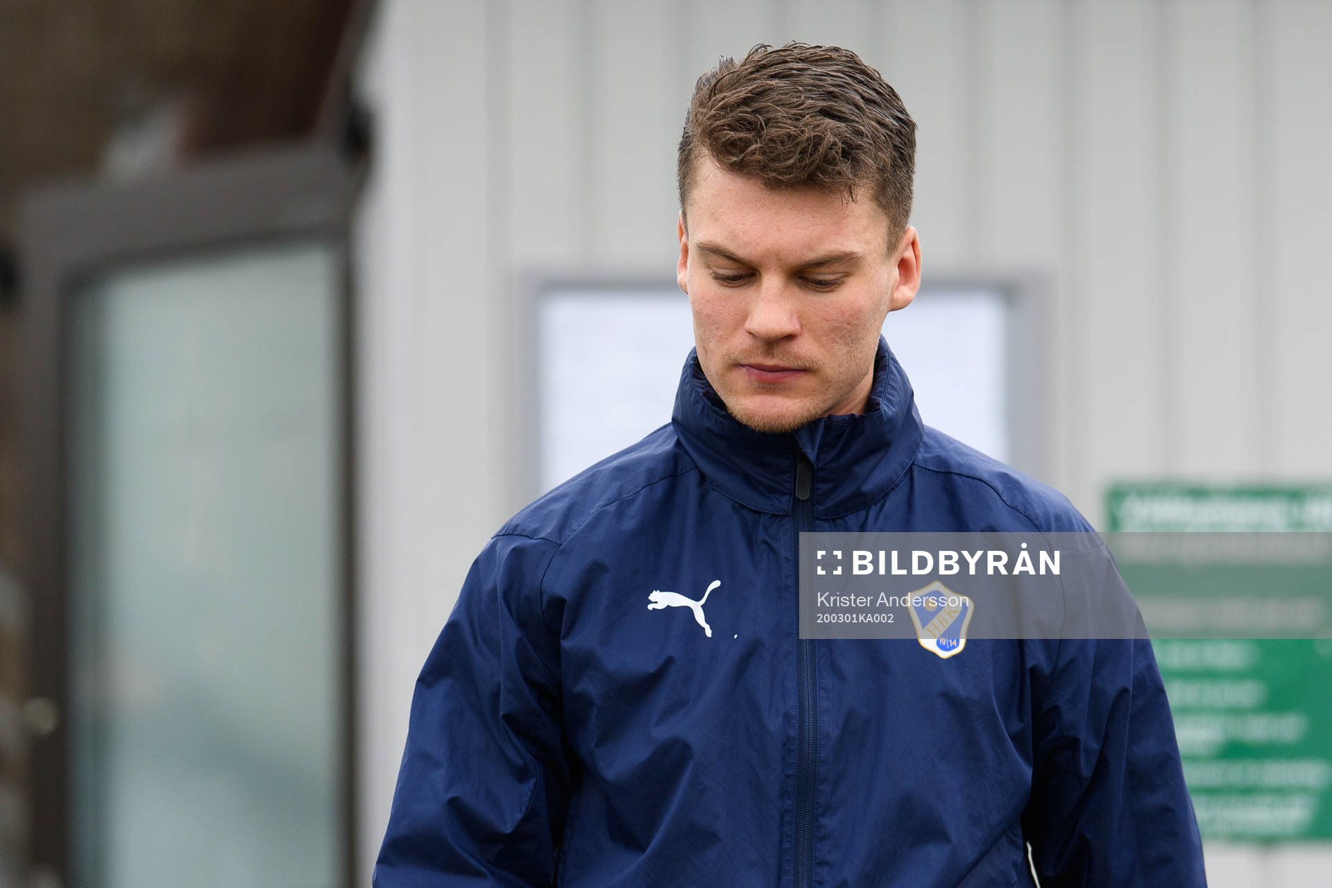 Halmstads Samuel Kroon före fotbollsmatchen i Svenska
