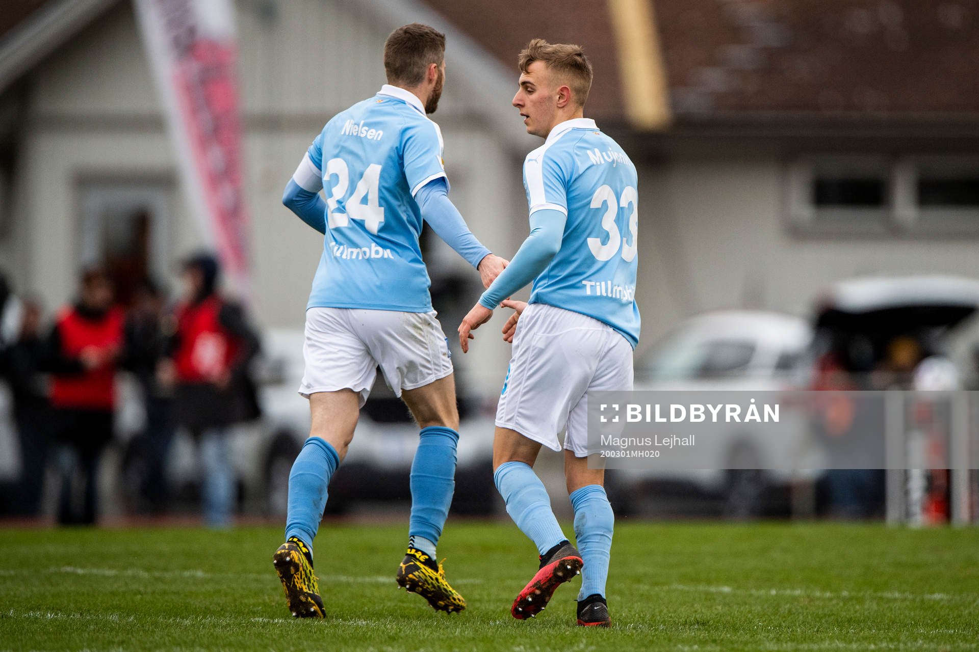 Malmö FFs Lasse Nielsen och Amel Mujanic jublar