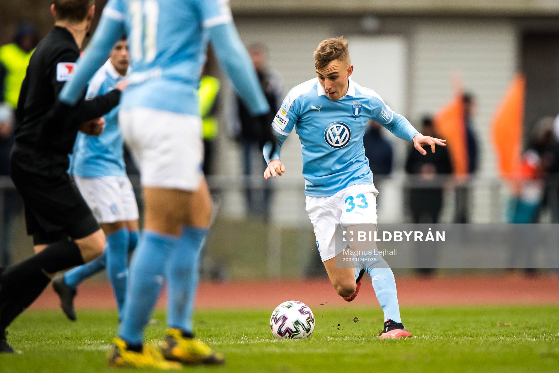 Malmö FFs Amel Mujanic under fotbollsmatchen i Svenska Cupen mellan Karlskrona och Malmö FF den 1 mars 2020 i Karlskrona.