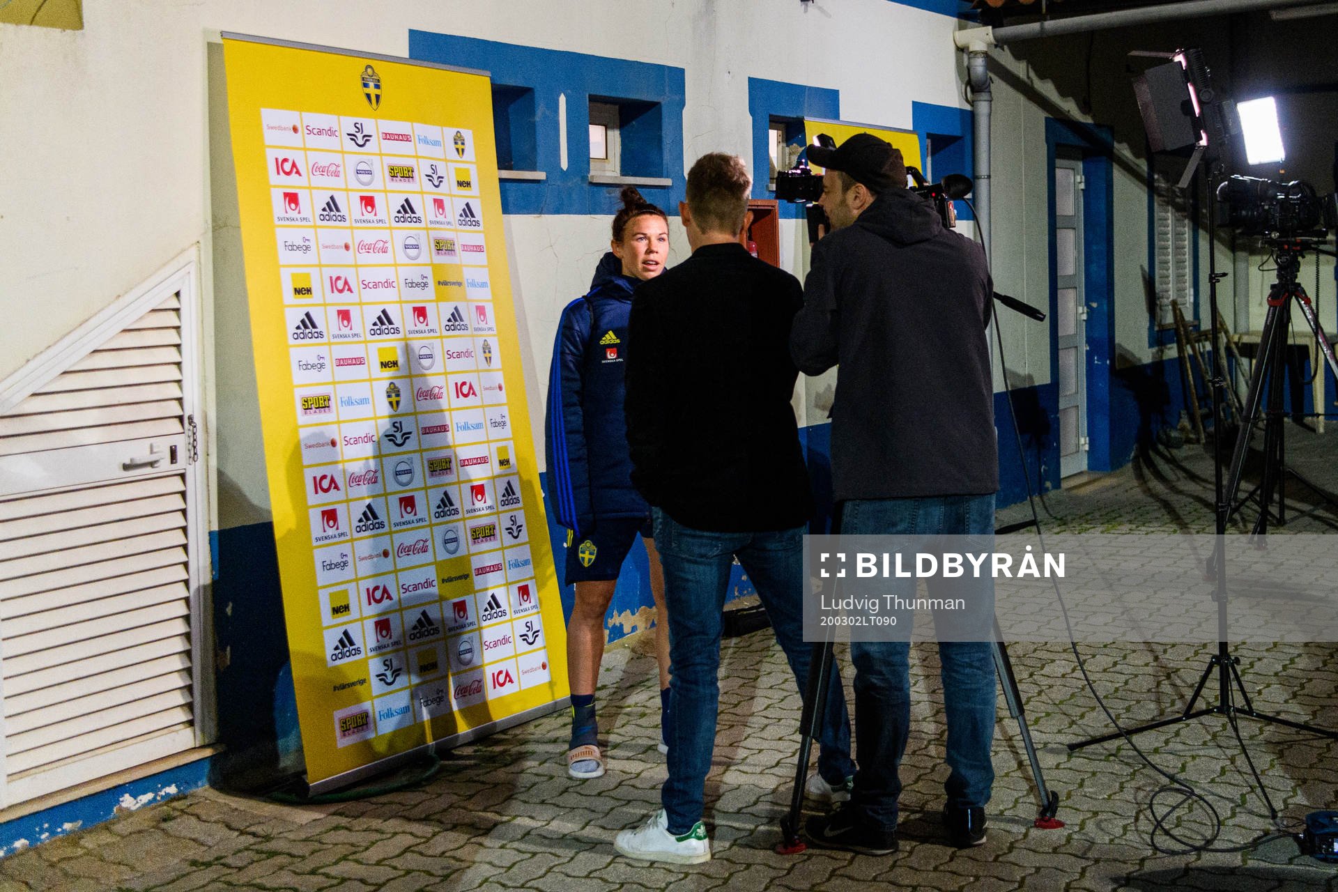Jessica Samuelsson is interviewed by the media